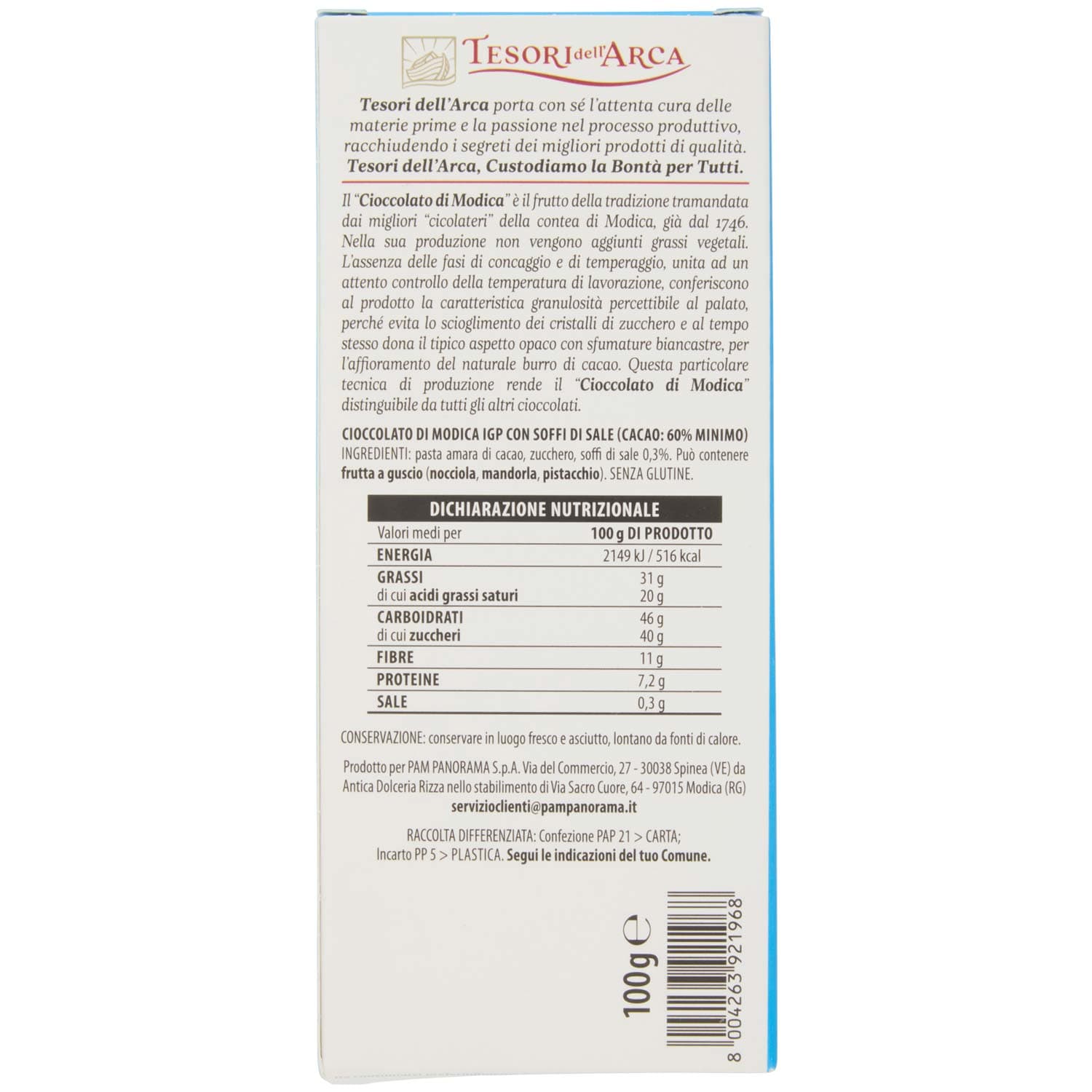 TESORI DELL'ARCA Cioccolato di Modica IGP Soffi di Sale 60% Cacao 100 g – immagine 4