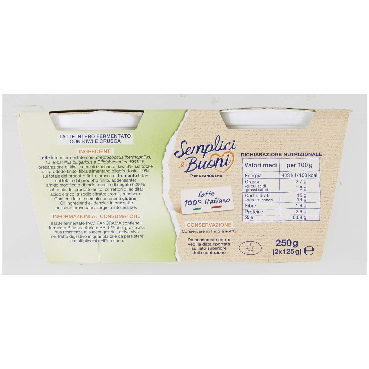 SEMPLICI E BUONI Probiotico con Kiwi e Crusca 250 g (125 g x 2) – immagine 4