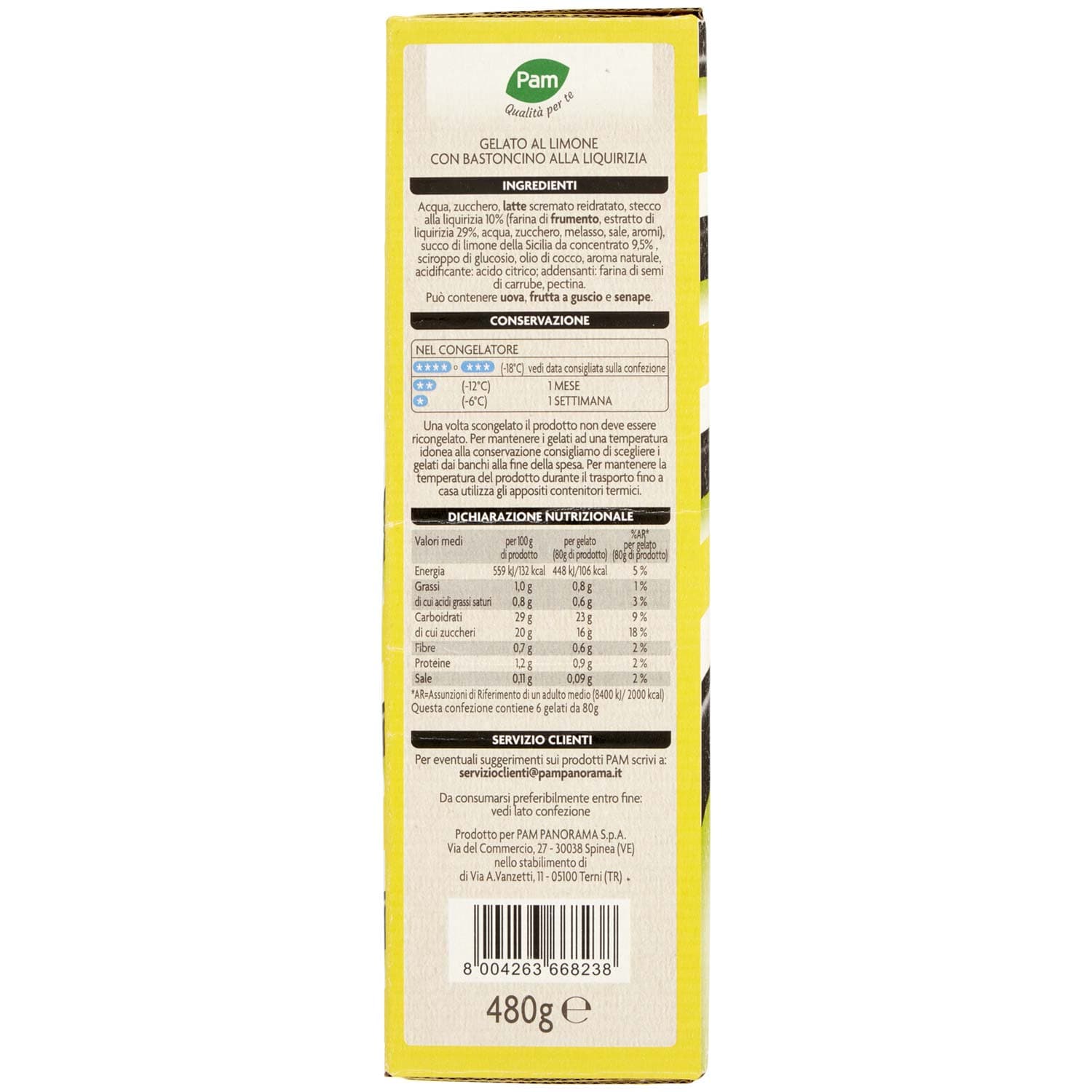 PAM PANORAMA Gelati al limone con stecco alla liquirizia 480g (80g x 6) – immagine 6
