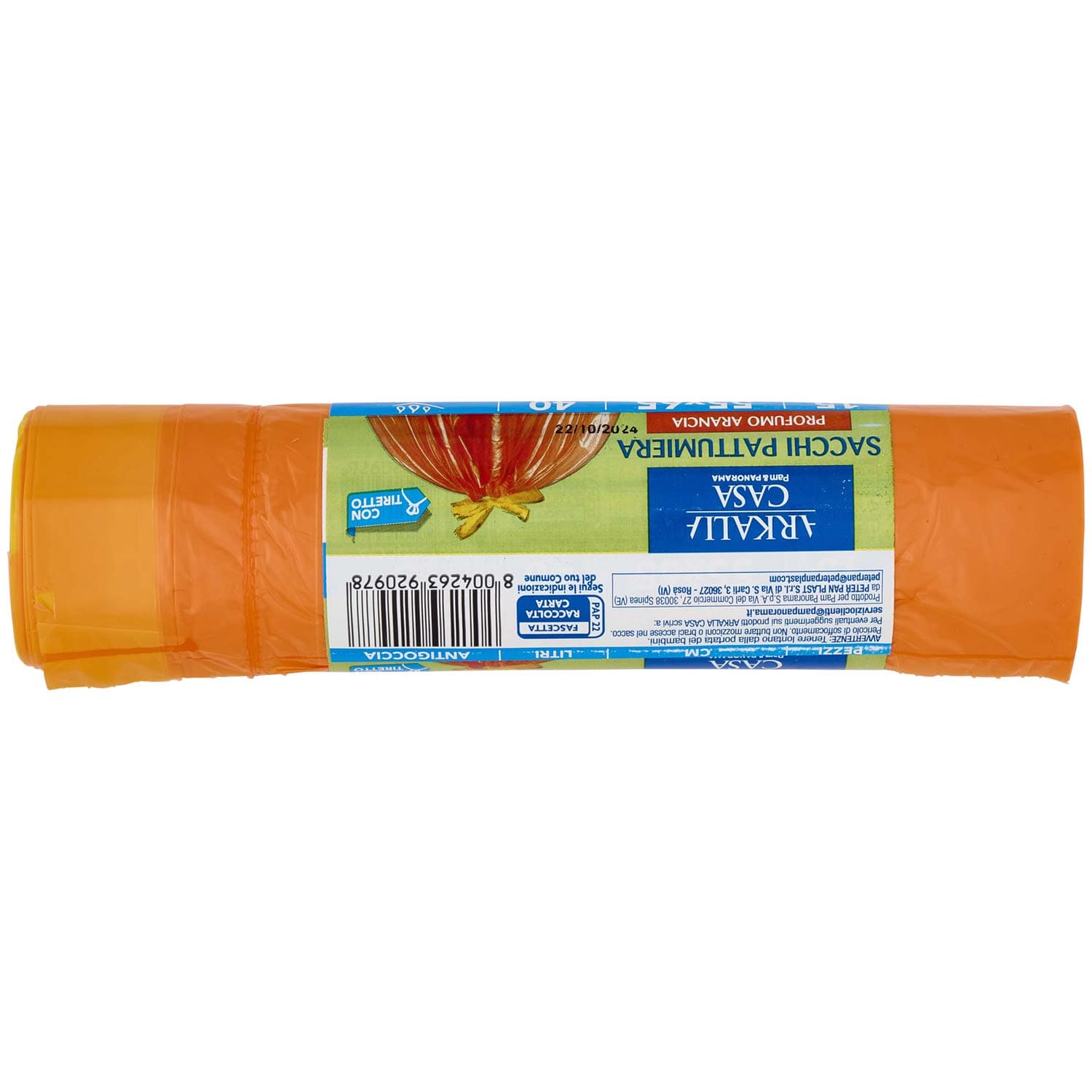 ARKALIA CASA Sacchi Pattumiera Profumo Arancia con Tiretto 55x65 cm 40 Litri Antigoccia 15 pz – immagine 4