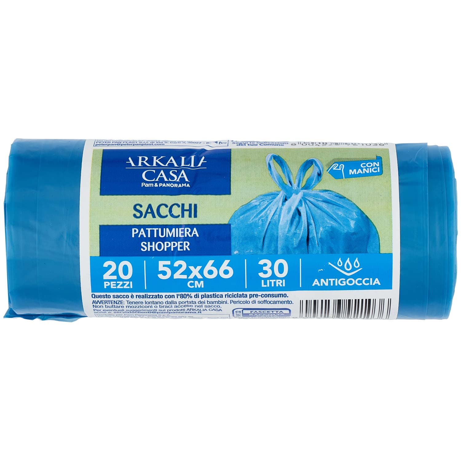 ARKALIA CASA Sacchi Pattumiera Shopper con Manici 52x66 cm 30 Litri Antigoccia 20 pz – immagine 2