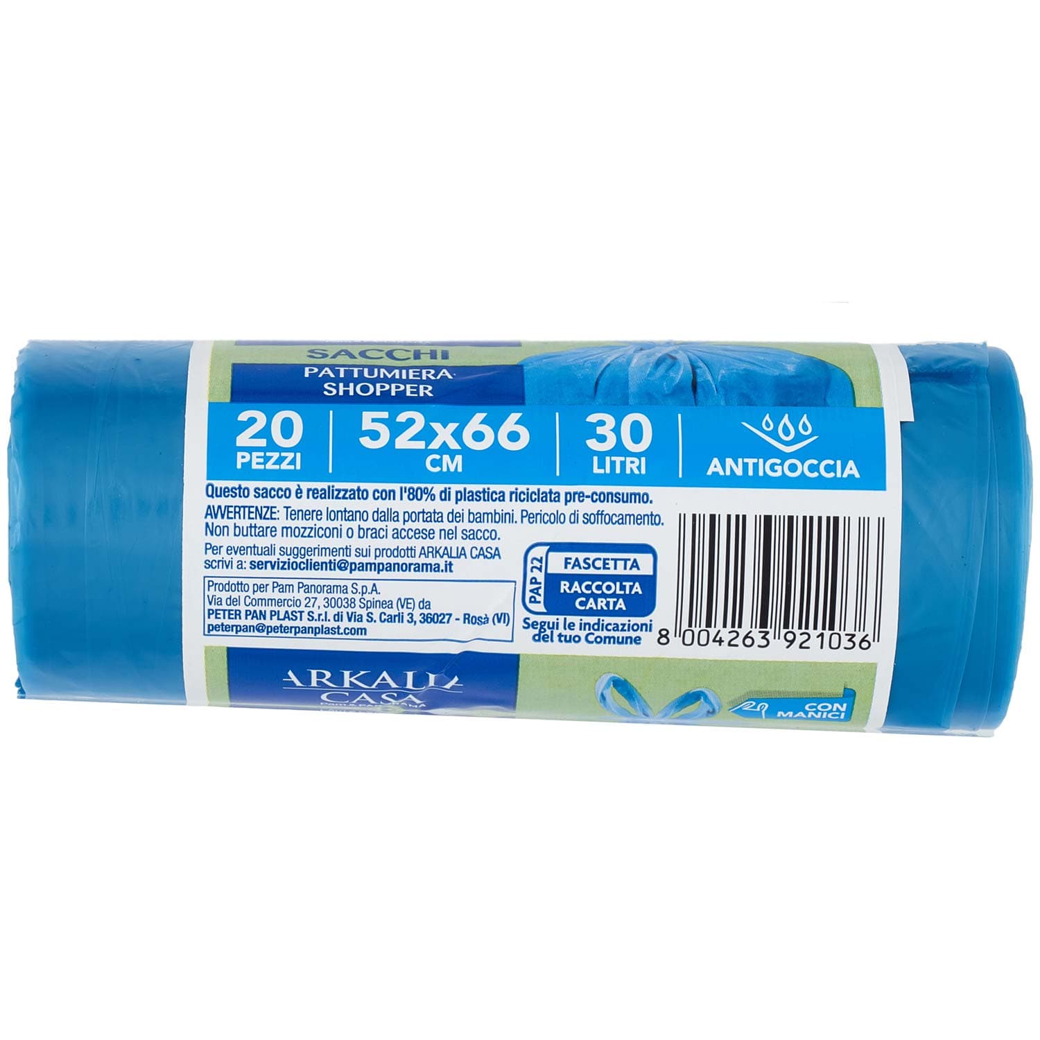 ARKALIA CASA Sacchi Pattumiera Shopper con Manici 52x66 cm 30 Litri Antigoccia 20 pz – immagine 6