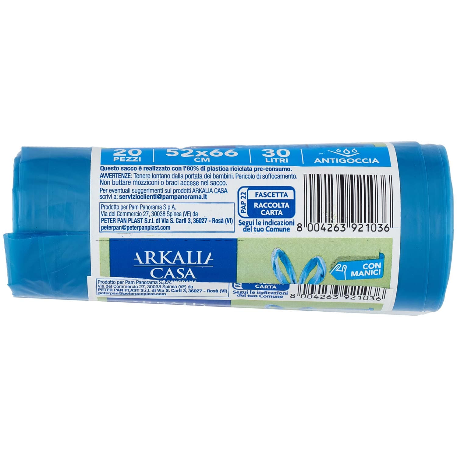 ARKALIA CASA Sacchi Pattumiera Shopper con Manici 52x66 cm 30 Litri Antigoccia 20 pz – immagine 7