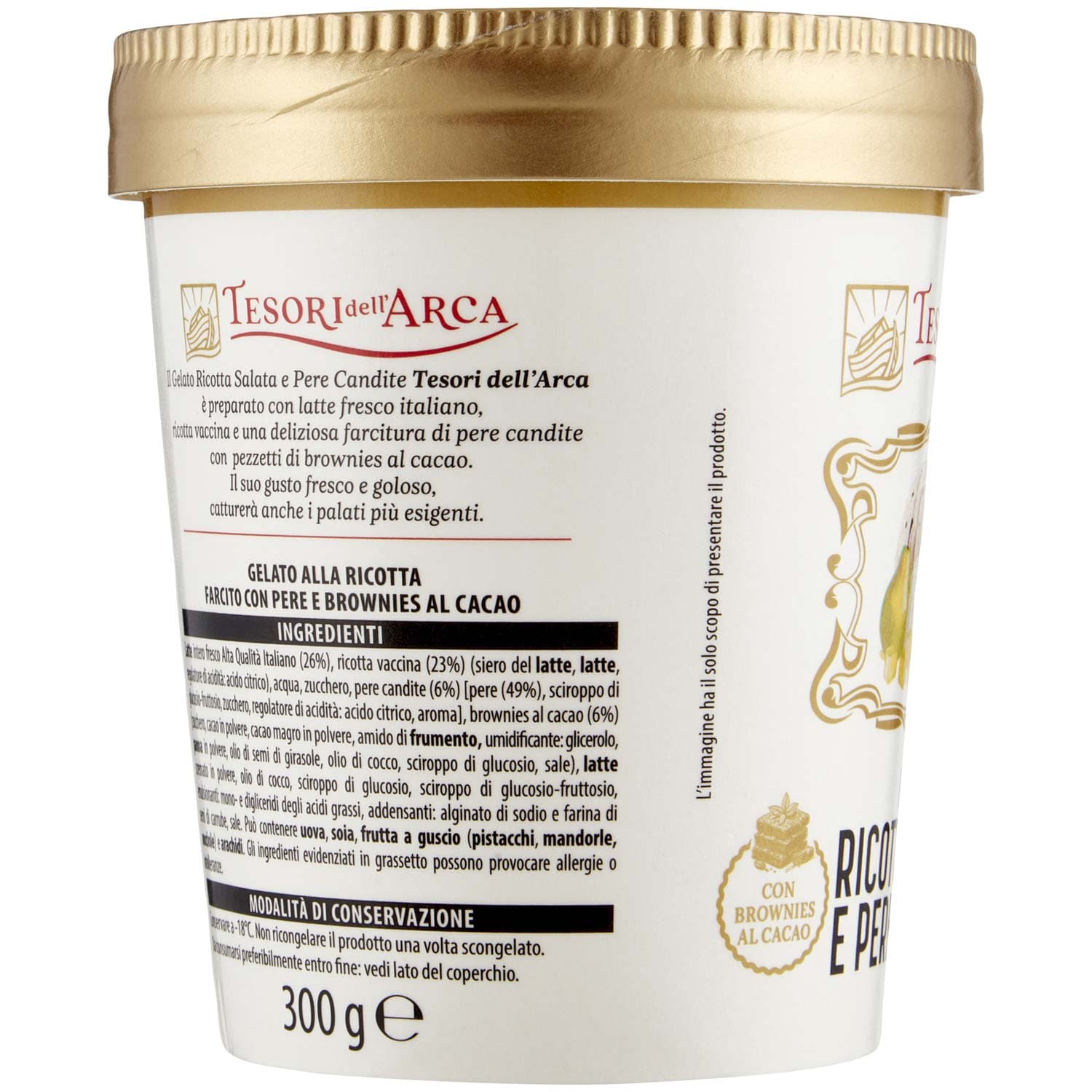 TESORI DELL'ARCA Gelato Ricotta Salata e Pere Candite 300 g – immagine 3