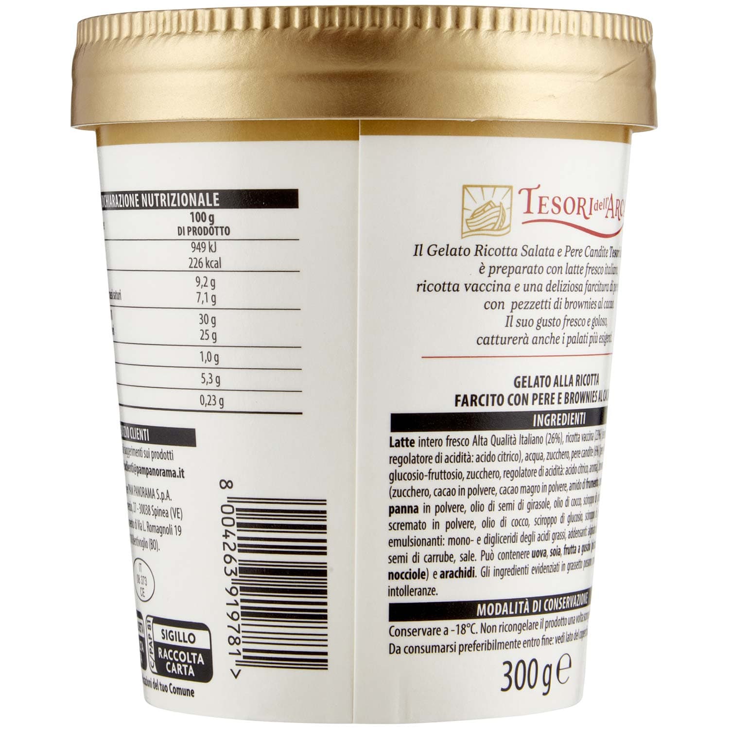 TESORI DELL'ARCA Gelato Ricotta Salata e Pere Candite 300 g – immagine 4