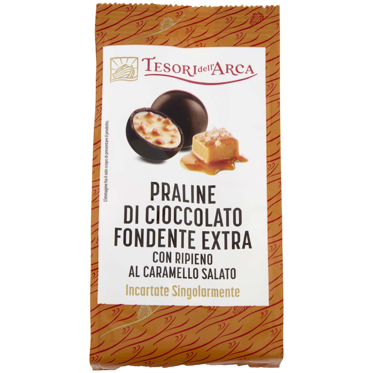 TESORI DELL'ARCA Praline di Cioccolato Fondente Extra con Ripieno al Caramello Salato 90 g – immagine 2
