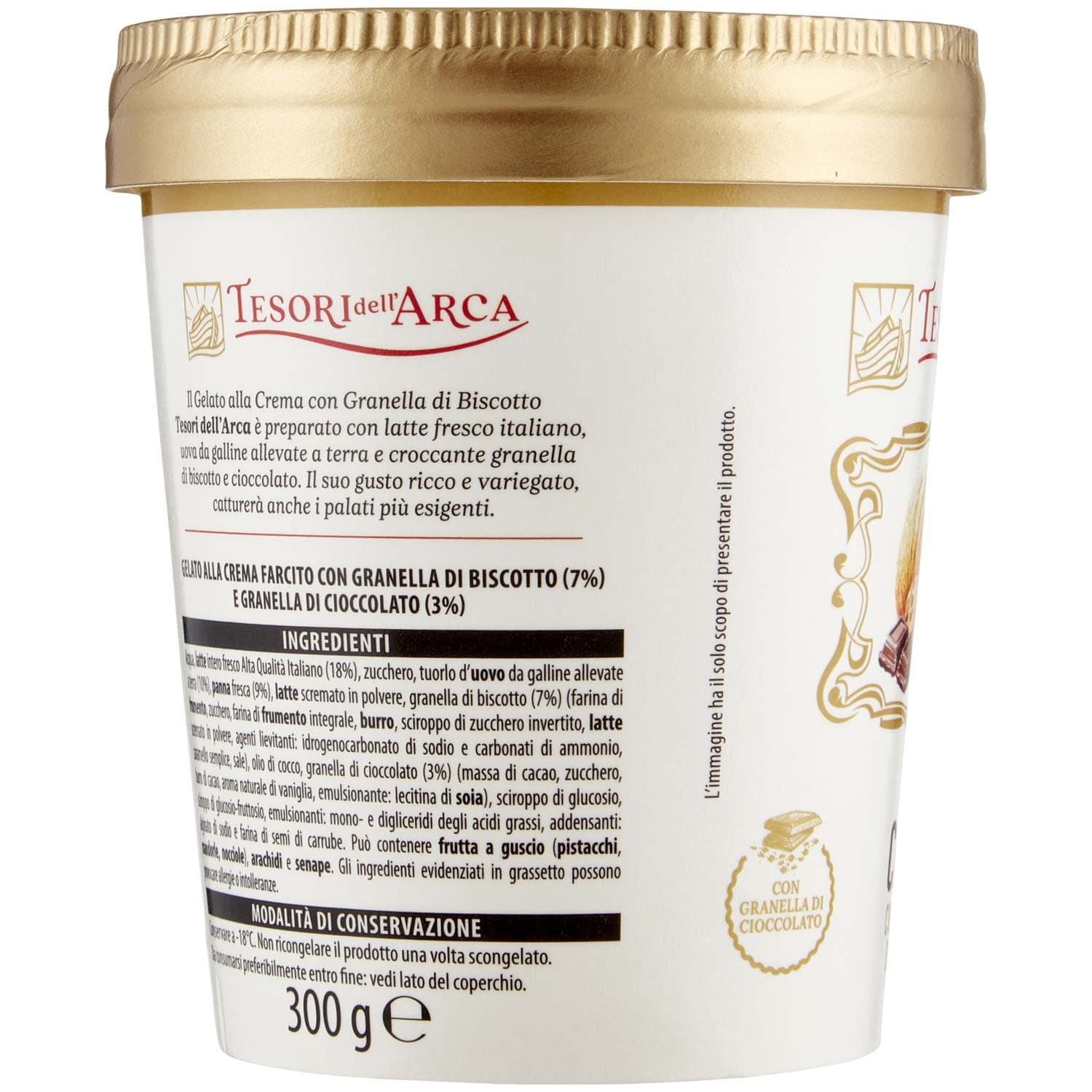 TESORI DELL'ARCA Gelato Crema con Granella di Biscotto 300 g – immagine 3