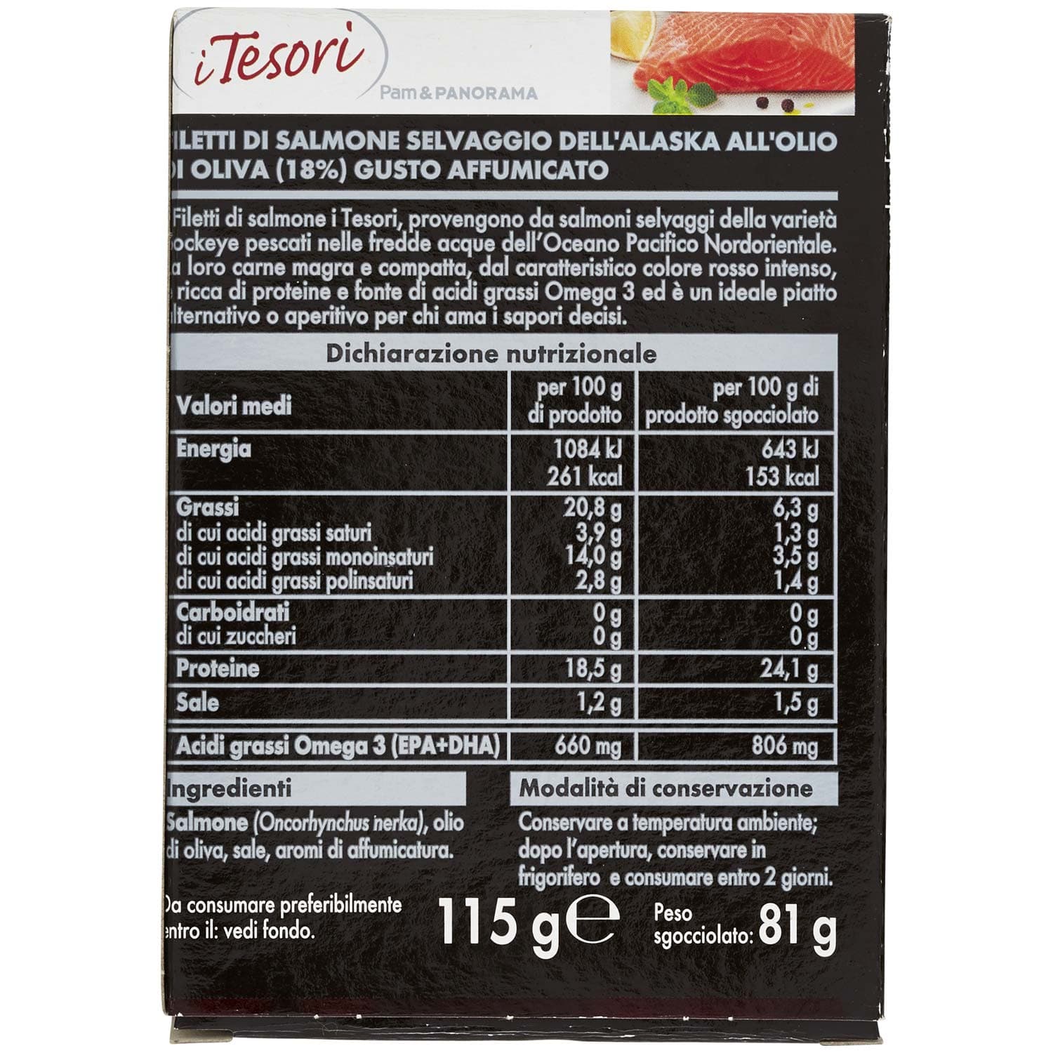 I TESORI Salmone Selvaggio dell'Alaska all'Olio d'Oliva (18%) Gusto Affumicato 115 g – immagine 4