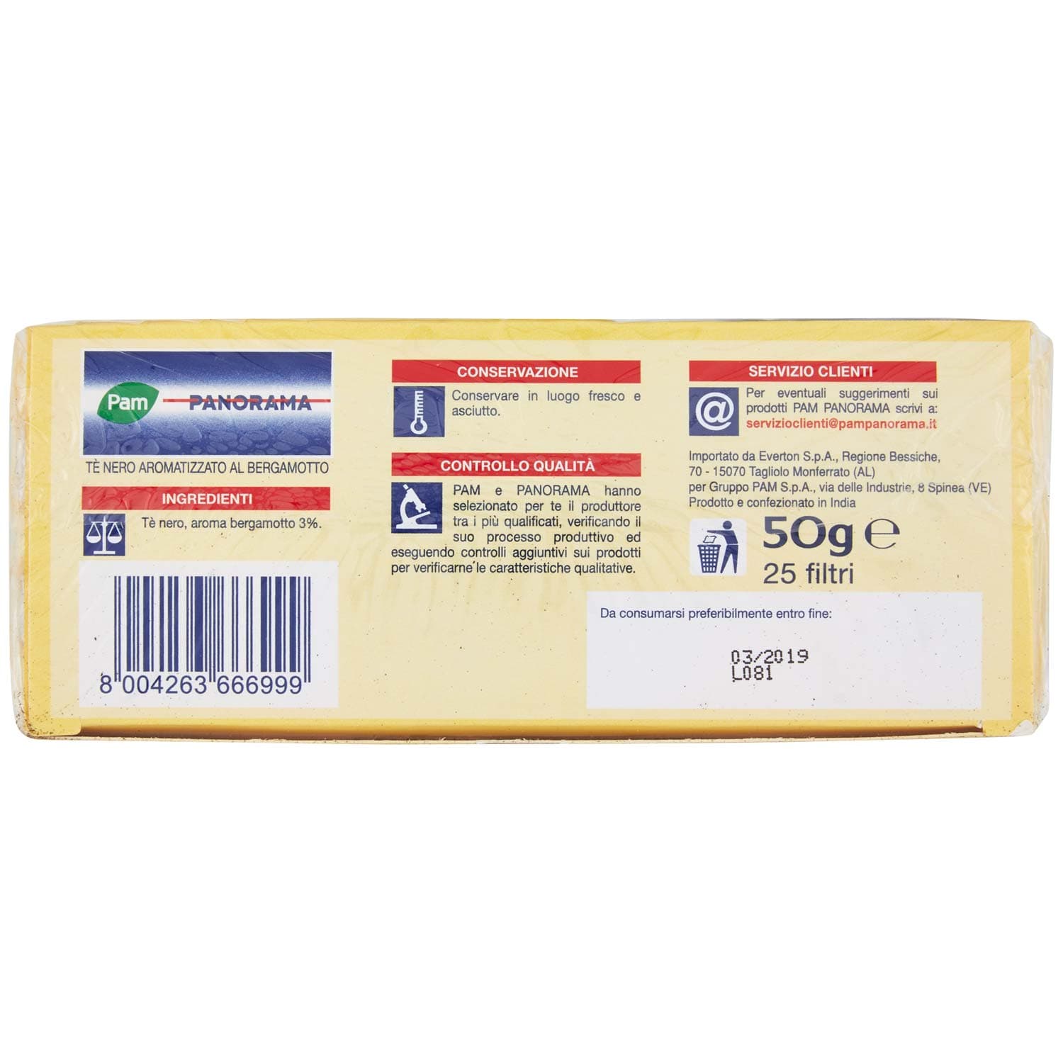 PAM PANORAMA Tè Earl Grey 50g (2g x 25) – immagine 7