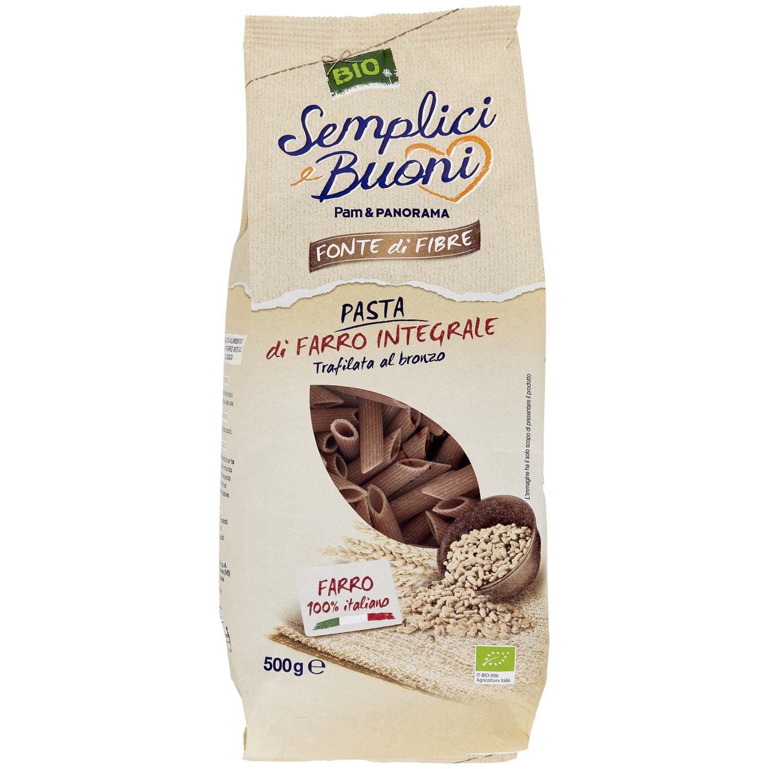 SEMPLICI E BUONI Fonte di Fibre Penne di Farro Integrale BIO 500 g – immagine 2