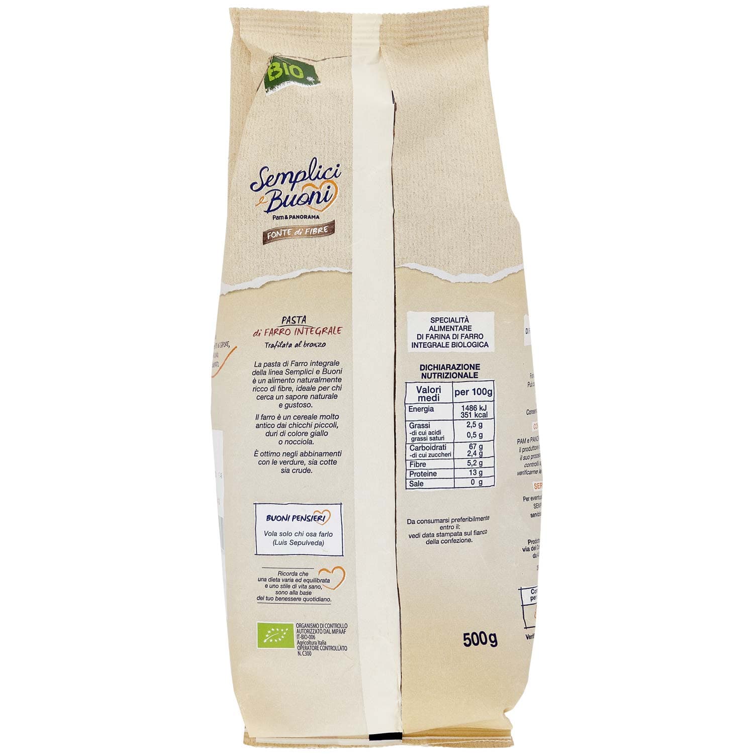 SEMPLICI E BUONI Fonte di Fibre Penne di Farro Integrale BIO 500 g – immagine 4