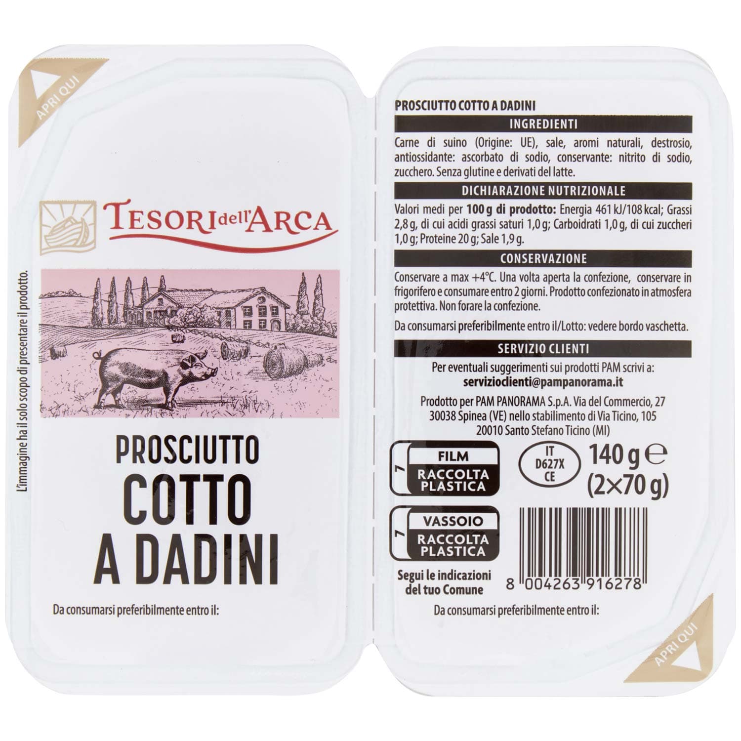TESORI DELL'ARCA Prosciutto Cotto a Dadini 2 x 70 g – immagine 2