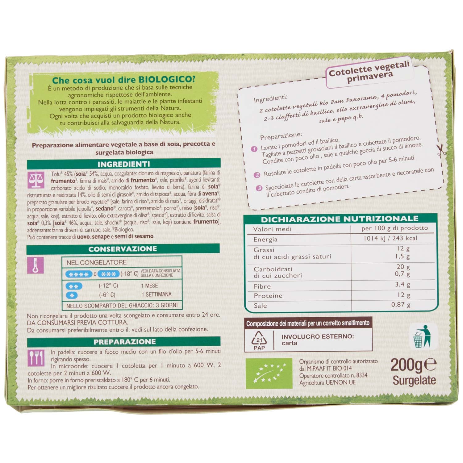 BIO Cotolette vegetali Surgelate 200 g – immagine 4