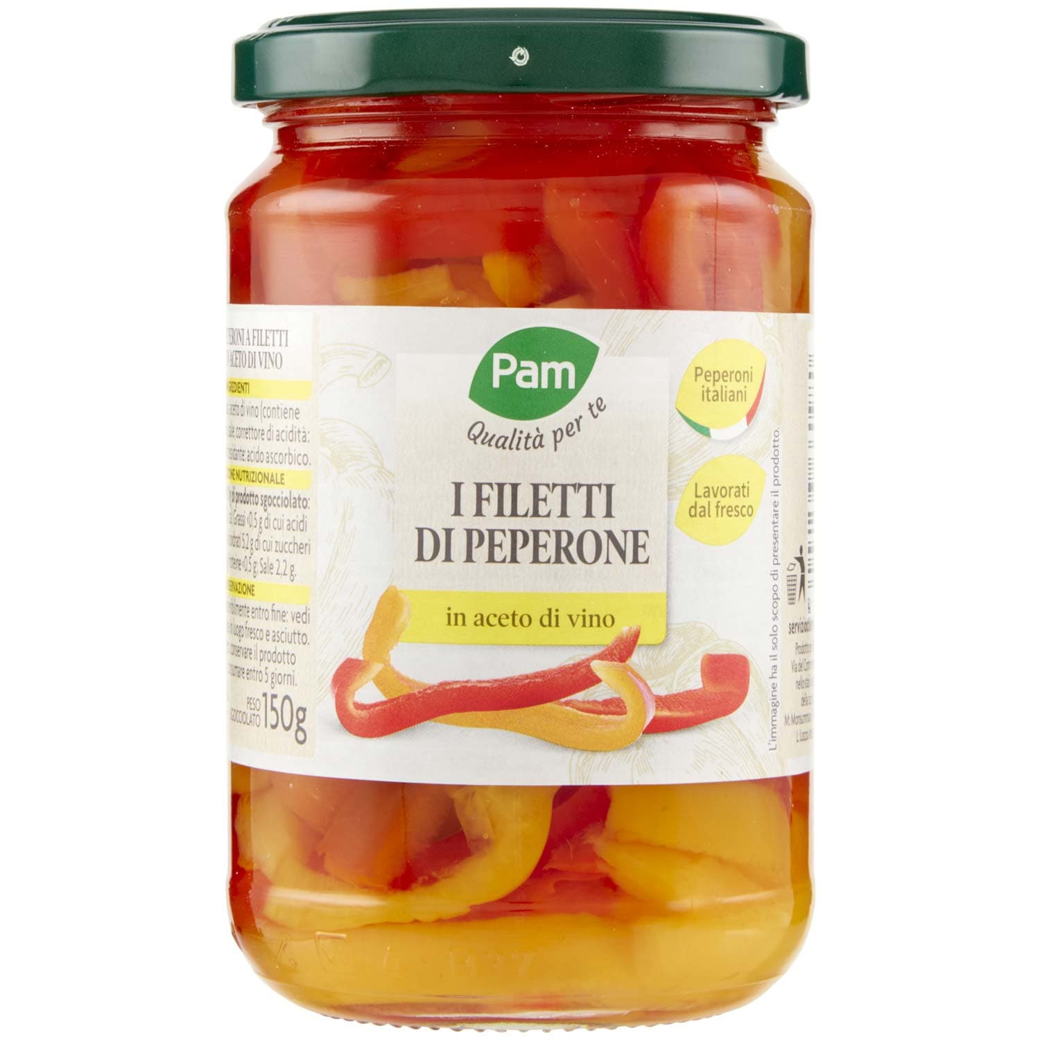 PAM PANORAMA Peperoni a Filetti in Aceto di Vino 300 g – immagine 2