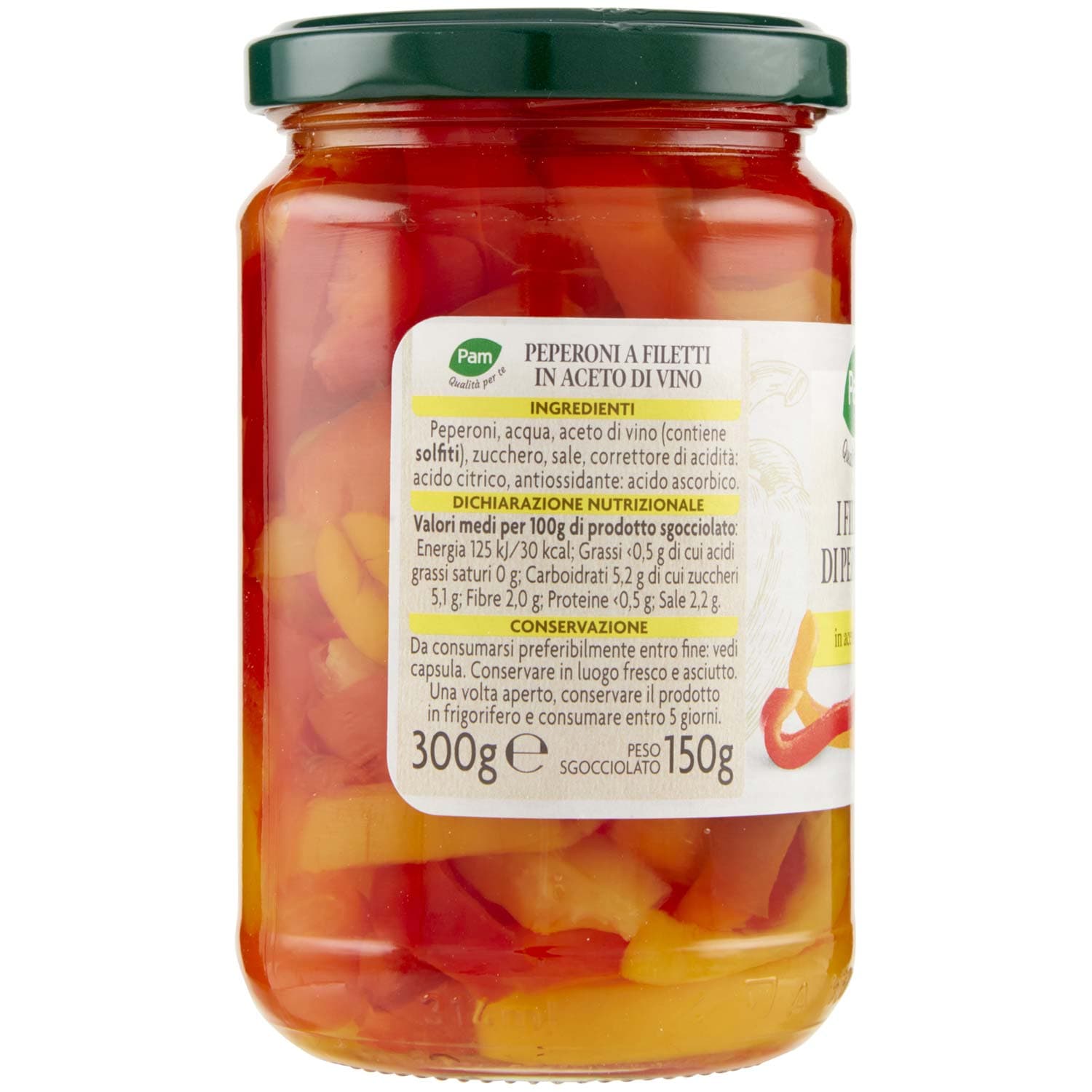 PAM PANORAMA Peperoni a Filetti in Aceto di Vino 300 g – immagine 3