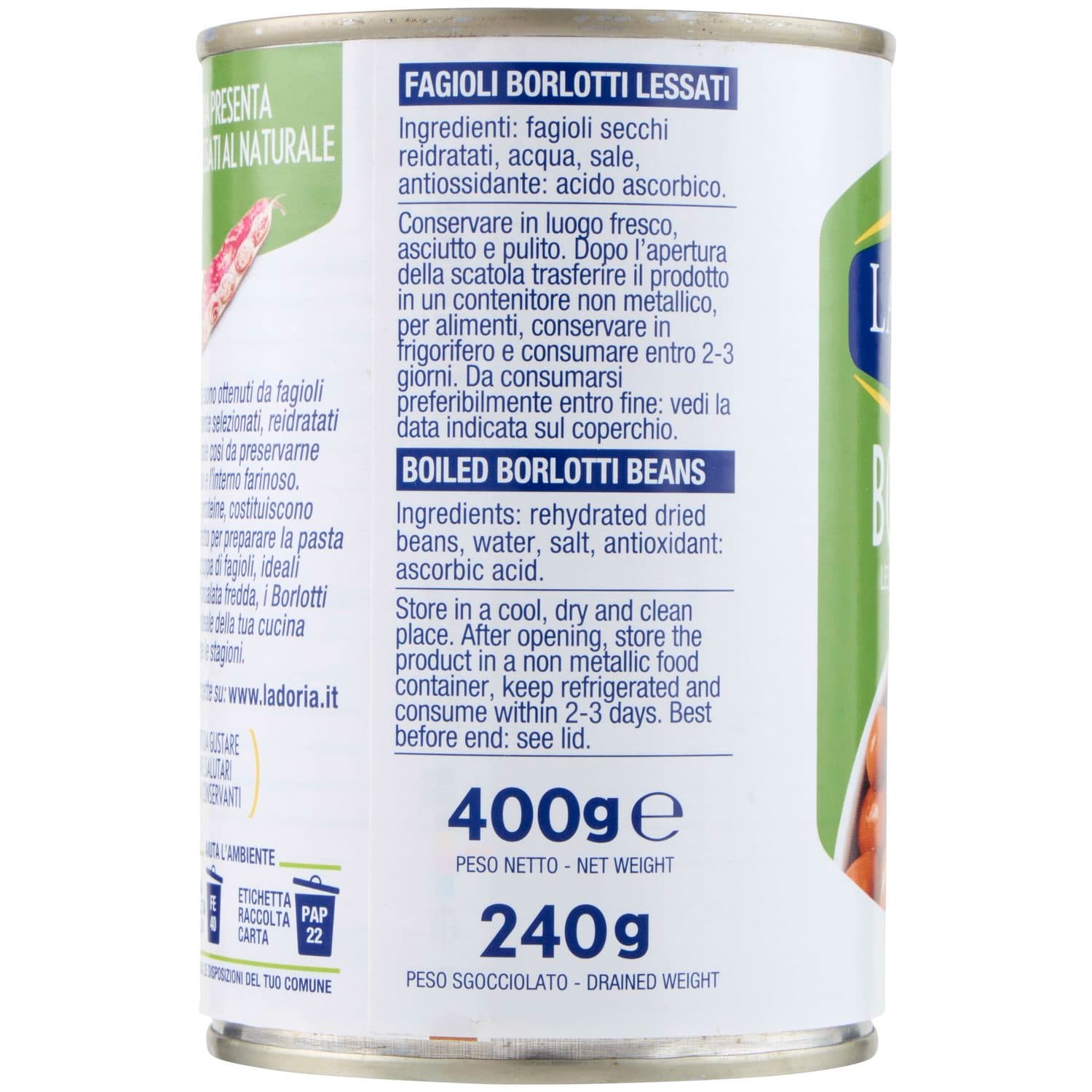 La Doria Borlotti Lessati al Naturale 400 g – immagine 3
