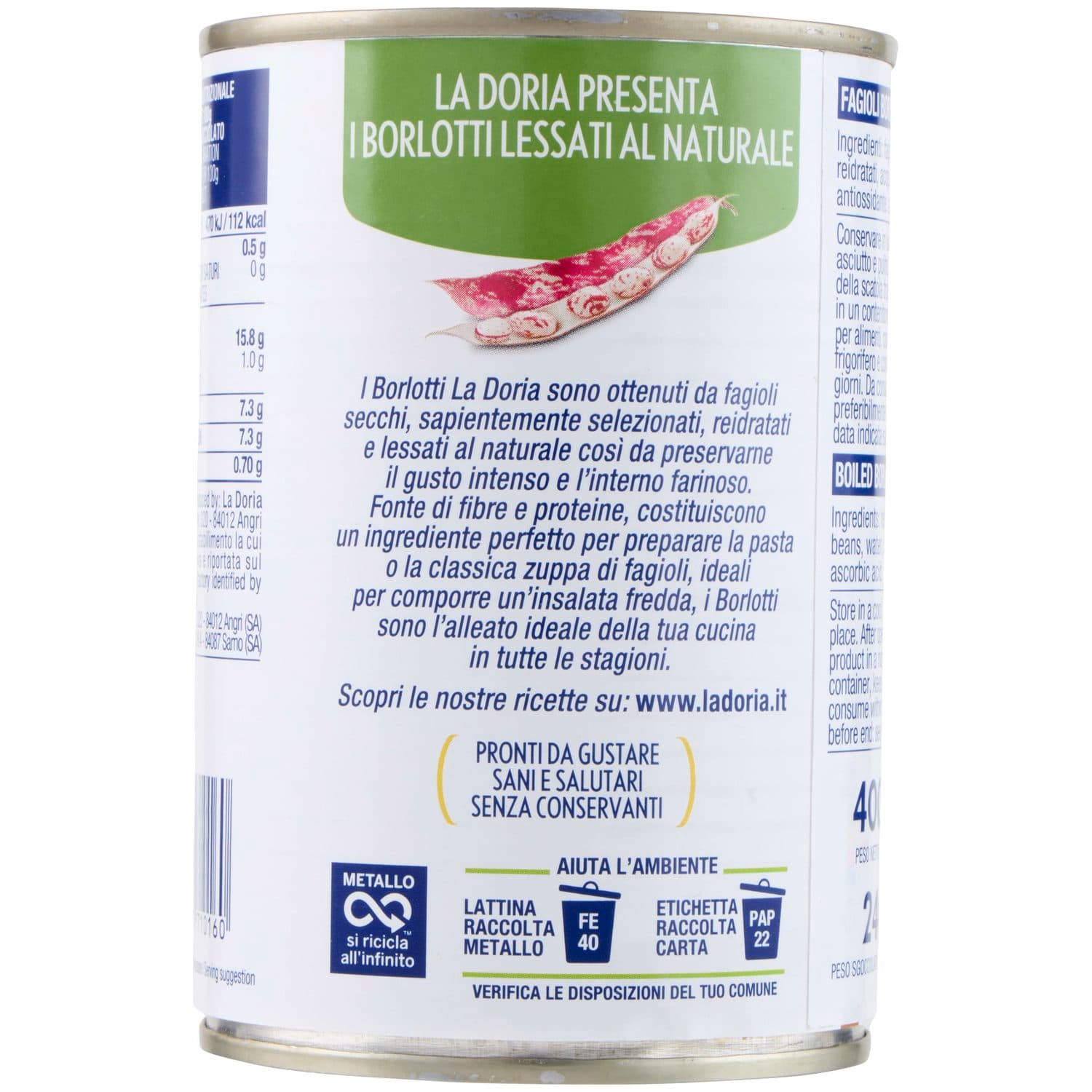 La Doria Borlotti Lessati al Naturale 400 g – immagine 4