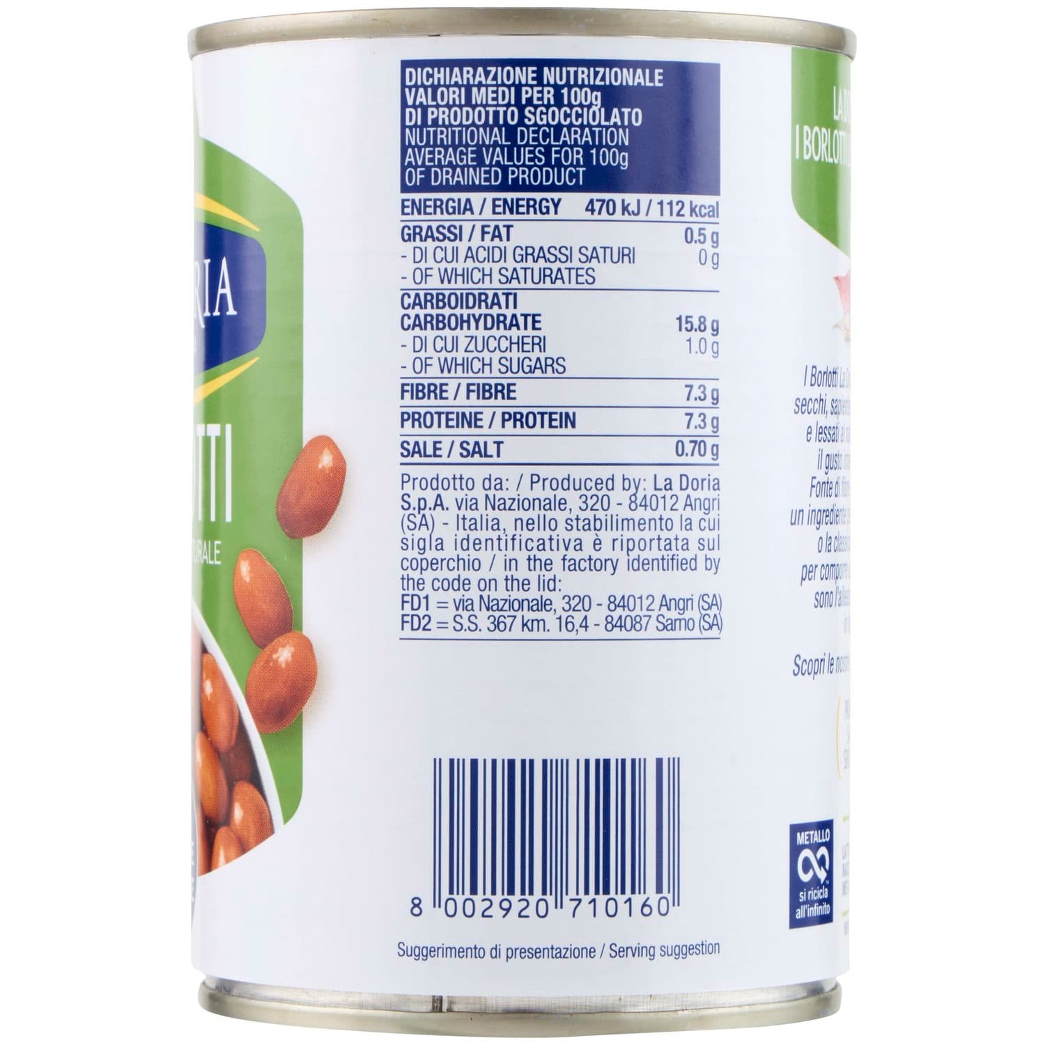 La Doria Borlotti Lessati al Naturale 400 g – immagine 5