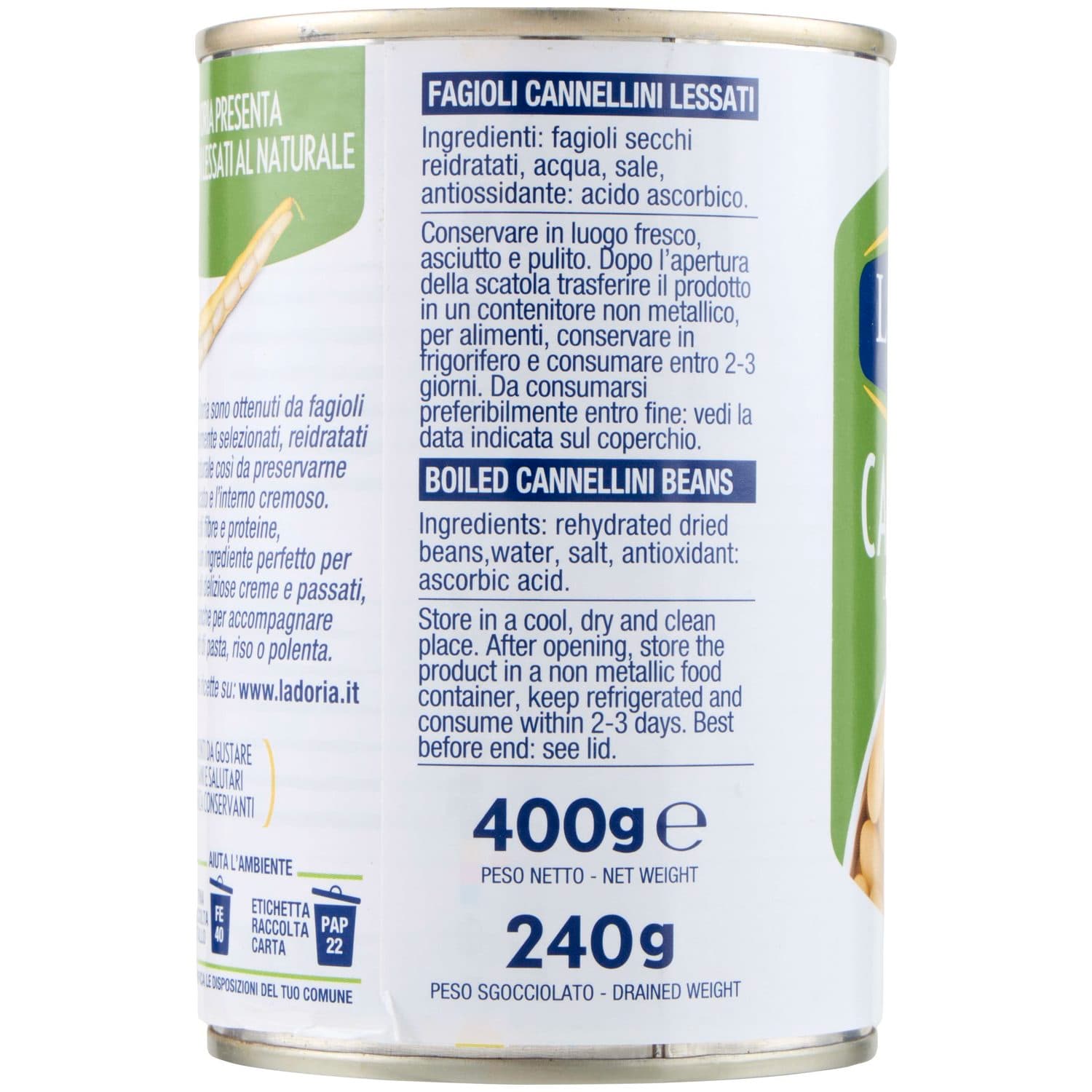 La Doria Cannellini Lessati al Naturale 400 g – immagine 3