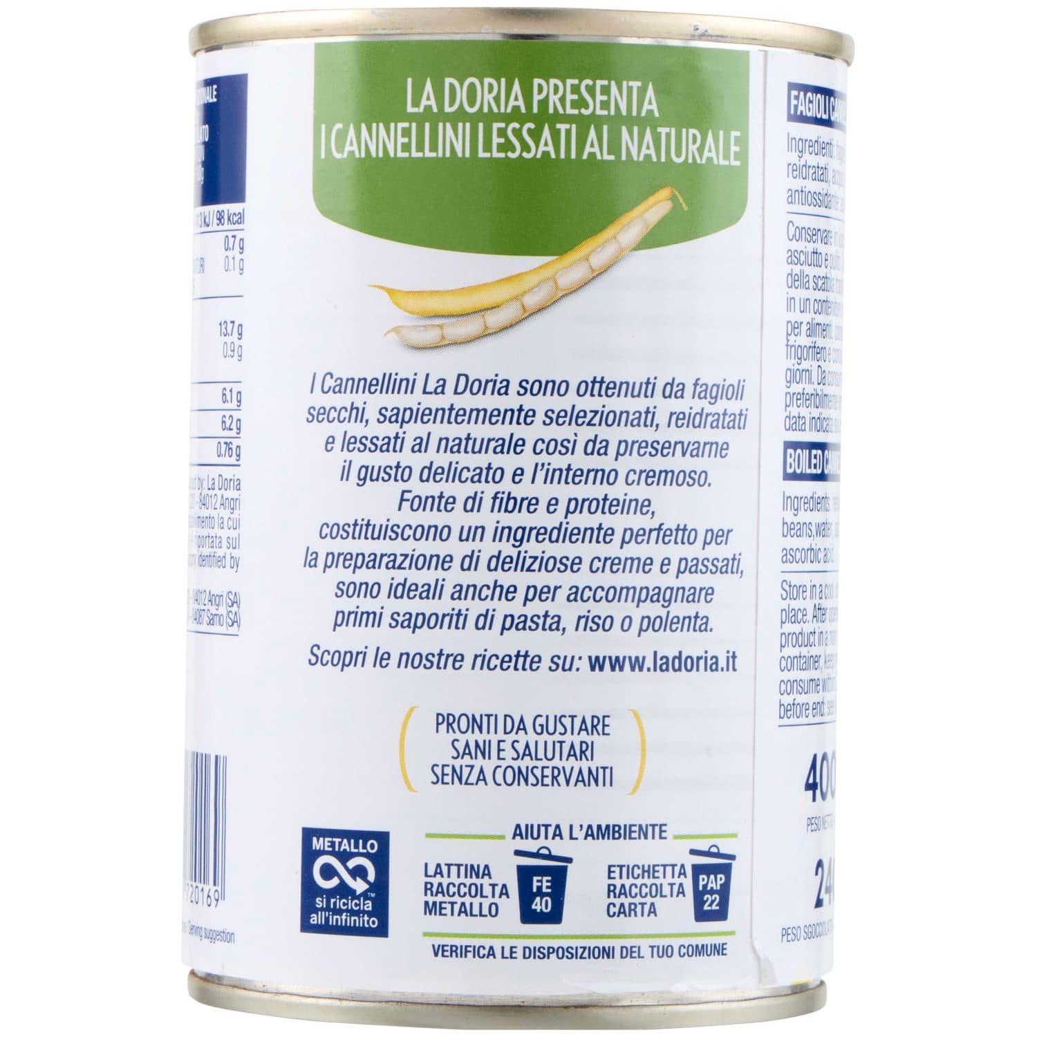 La Doria Cannellini Lessati al Naturale 400 g – immagine 4