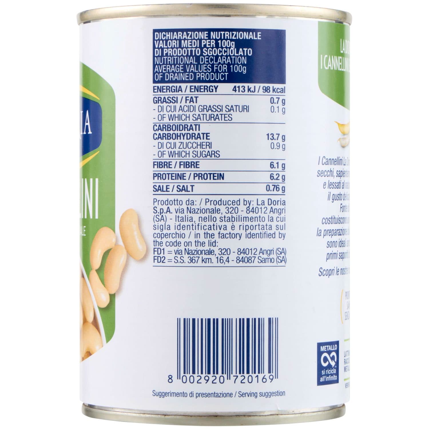 La Doria Cannellini Lessati al Naturale 400 g – immagine 5