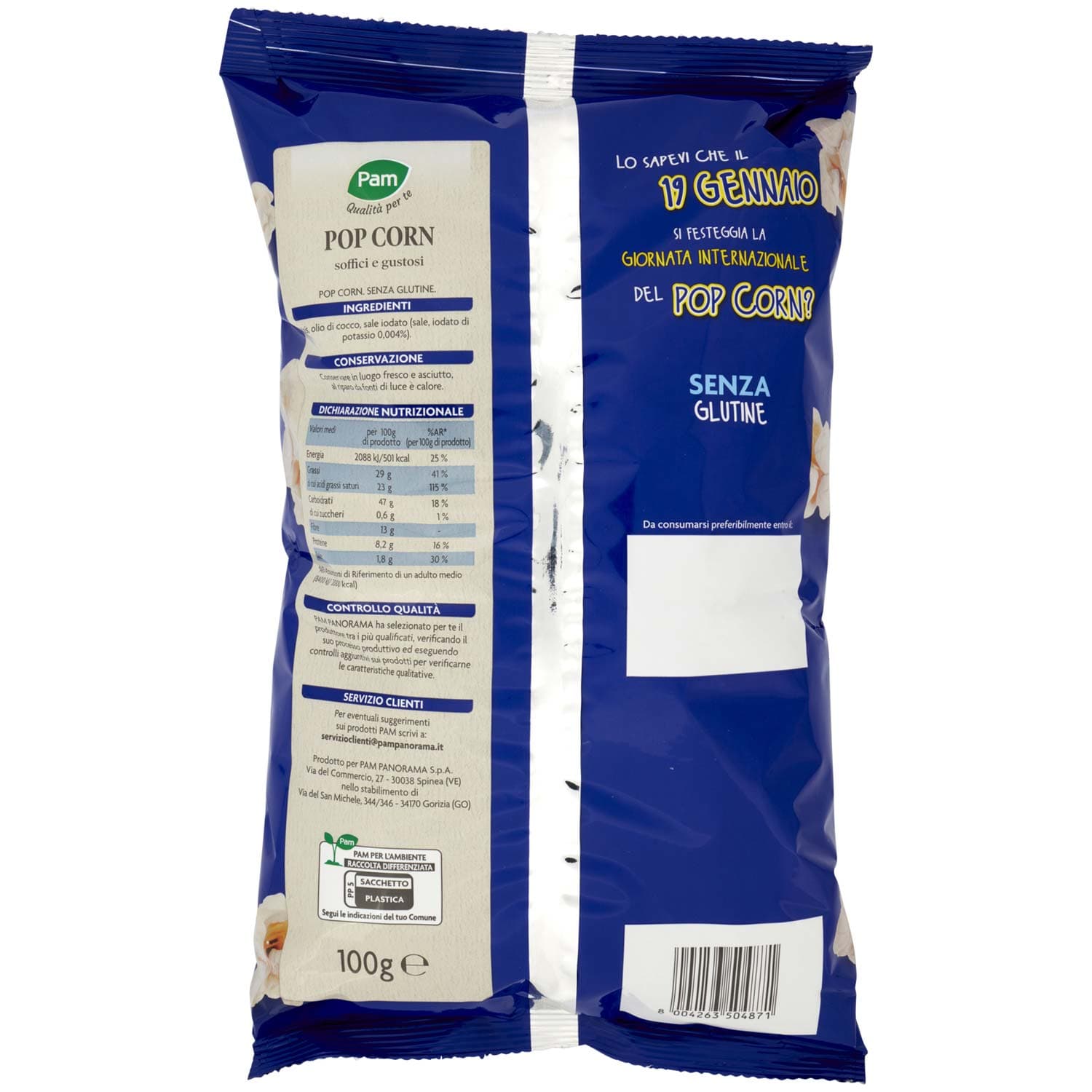 PAM Qualità per te Pop Corn Salati 100 g – immagine 4