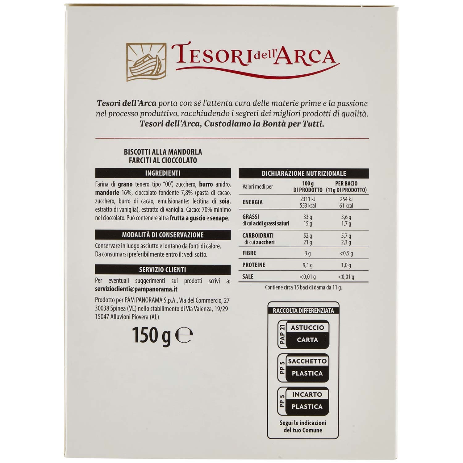 Tesori dell'arca baci di dama alla mandorla 150 g – immagine 4