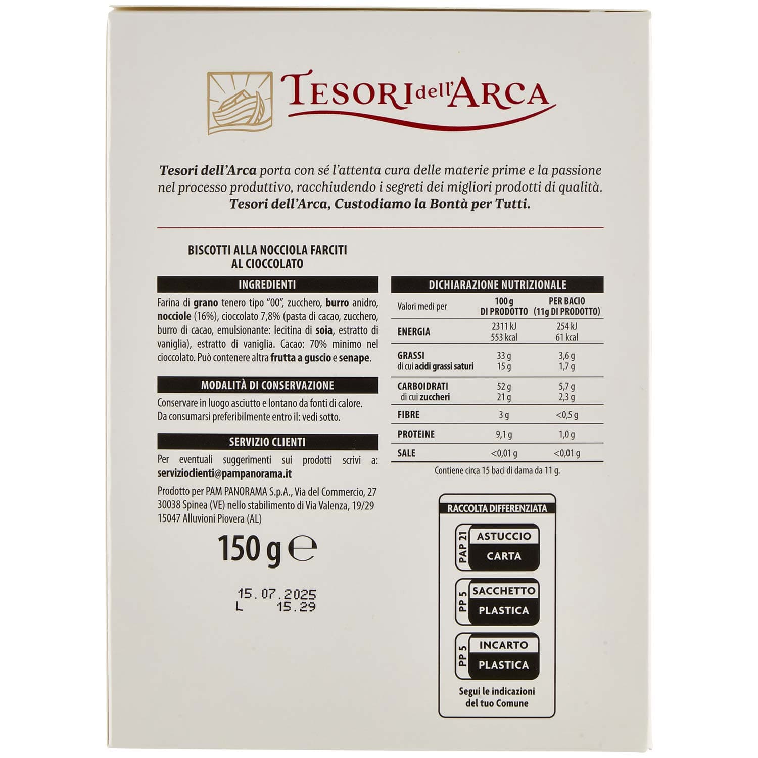 Tesori dell'arca baci di dama alla nocciola 150 g – immagine 4