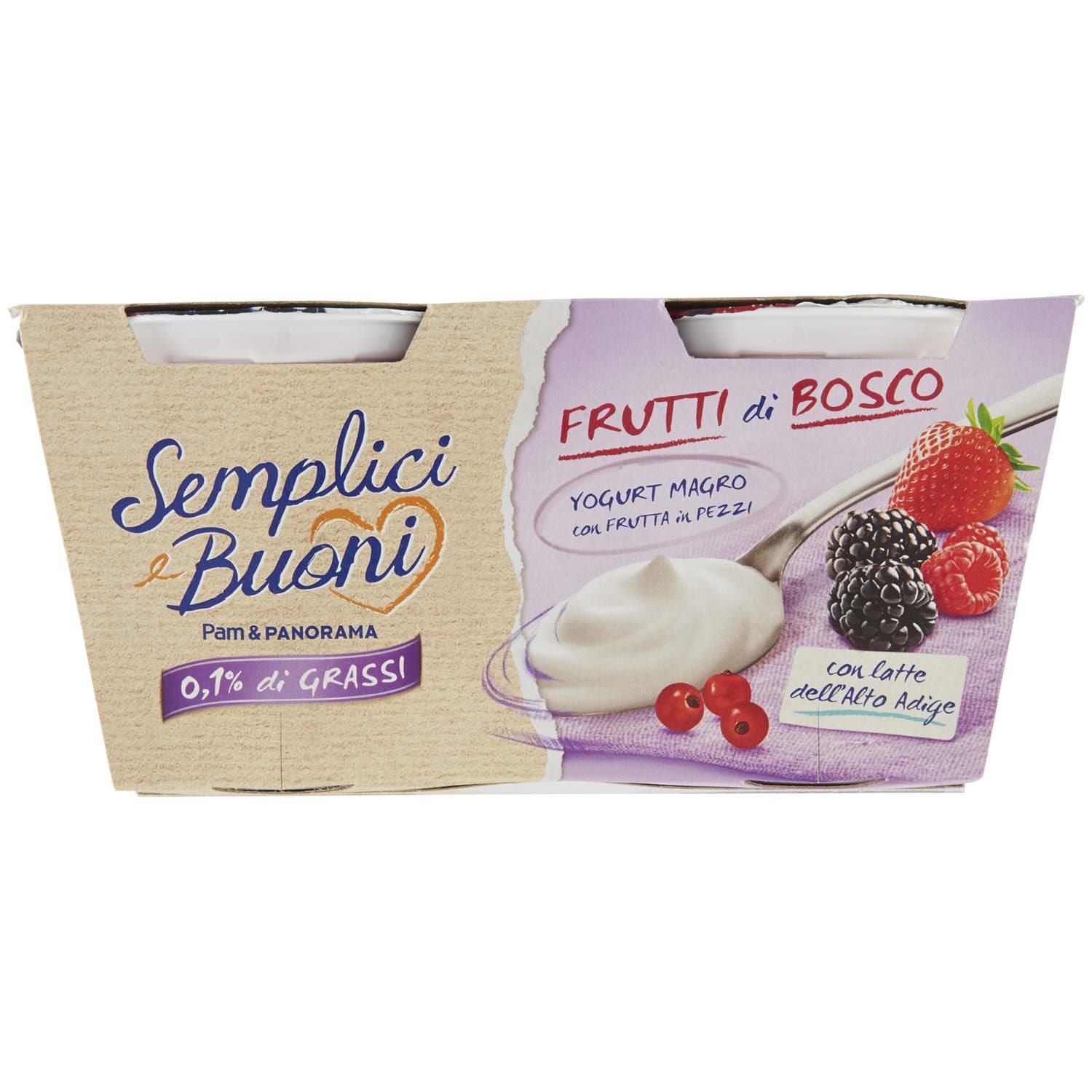 SEMPLICI E BUONI 0,1% di Grassi Frutti di Bosco Yogurt Magro con Frutta in Pezzi 250g (2x125g) – immagine 2