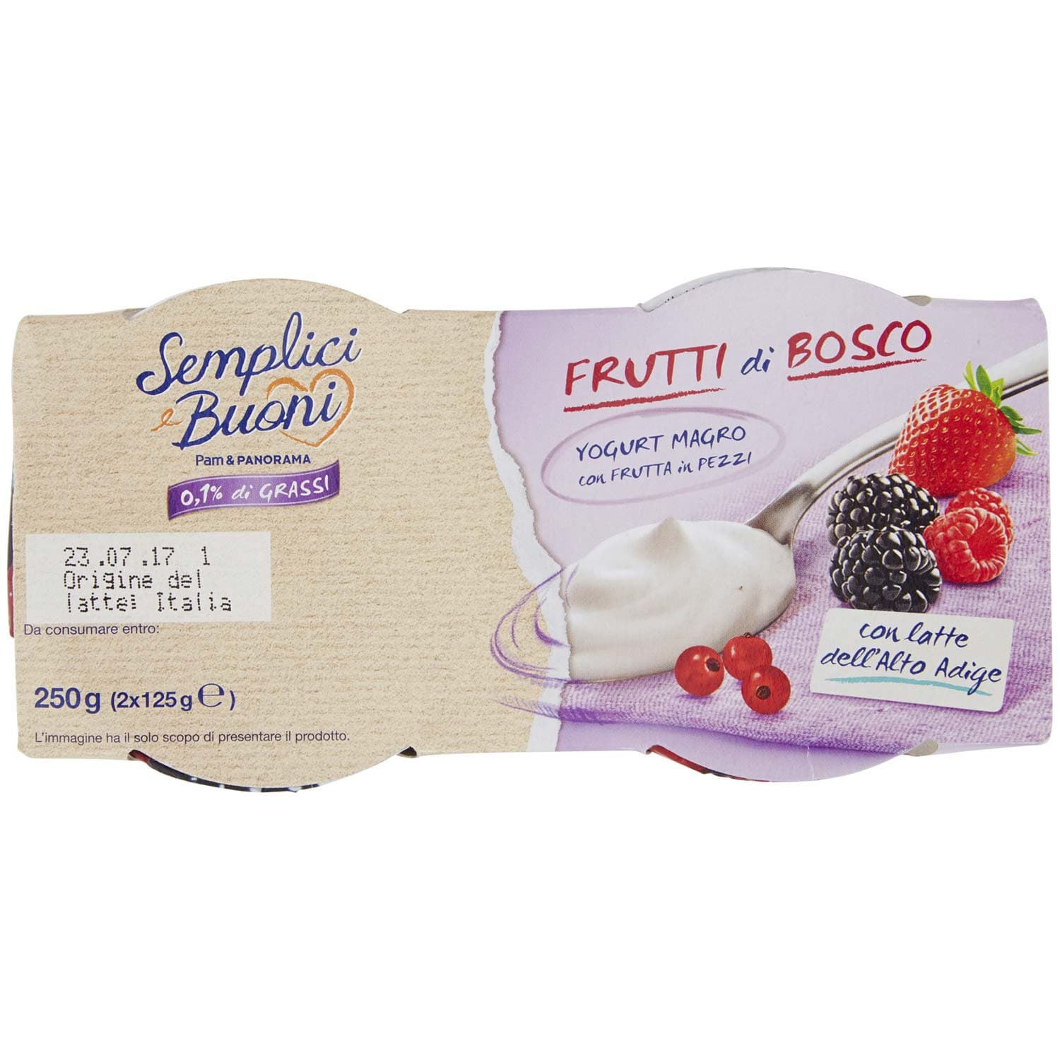 SEMPLICI E BUONI 0,1% di Grassi Frutti di Bosco Yogurt Magro con Frutta in Pezzi 250g (2x125g) – immagine 6
