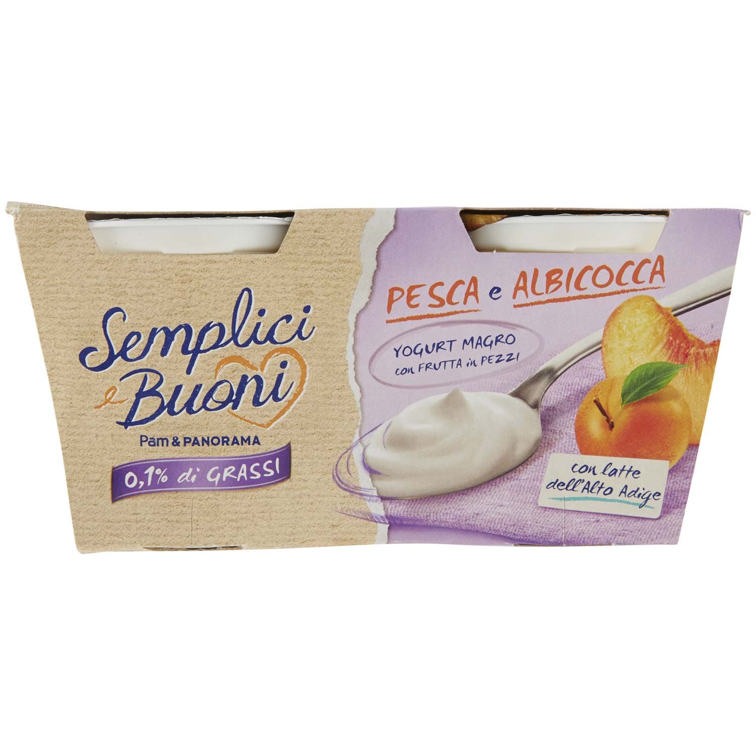 SEMPLICI E BUONI 0,1% di Grassi Pesca e Albicocca Yogurt Magro con Frutta in Pezzi 250g (2x125g) – immagine 2