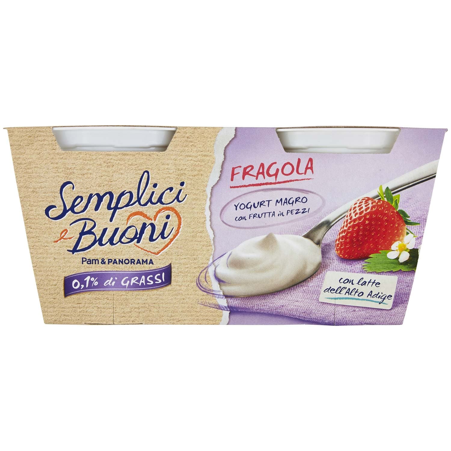 SEMPLICI E BUONI 0,1% di Grassi Fragola Yogurt Magro con Frutta in Pezzi 250g (2x125g) – immagine 2