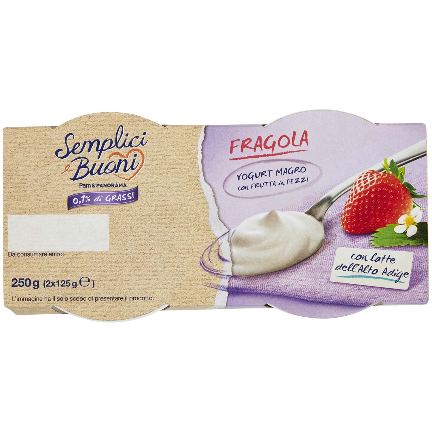 SEMPLICI E BUONI 0,1% di Grassi Fragola Yogurt Magro con Frutta in Pezzi 250g (2x125g) – immagine 6