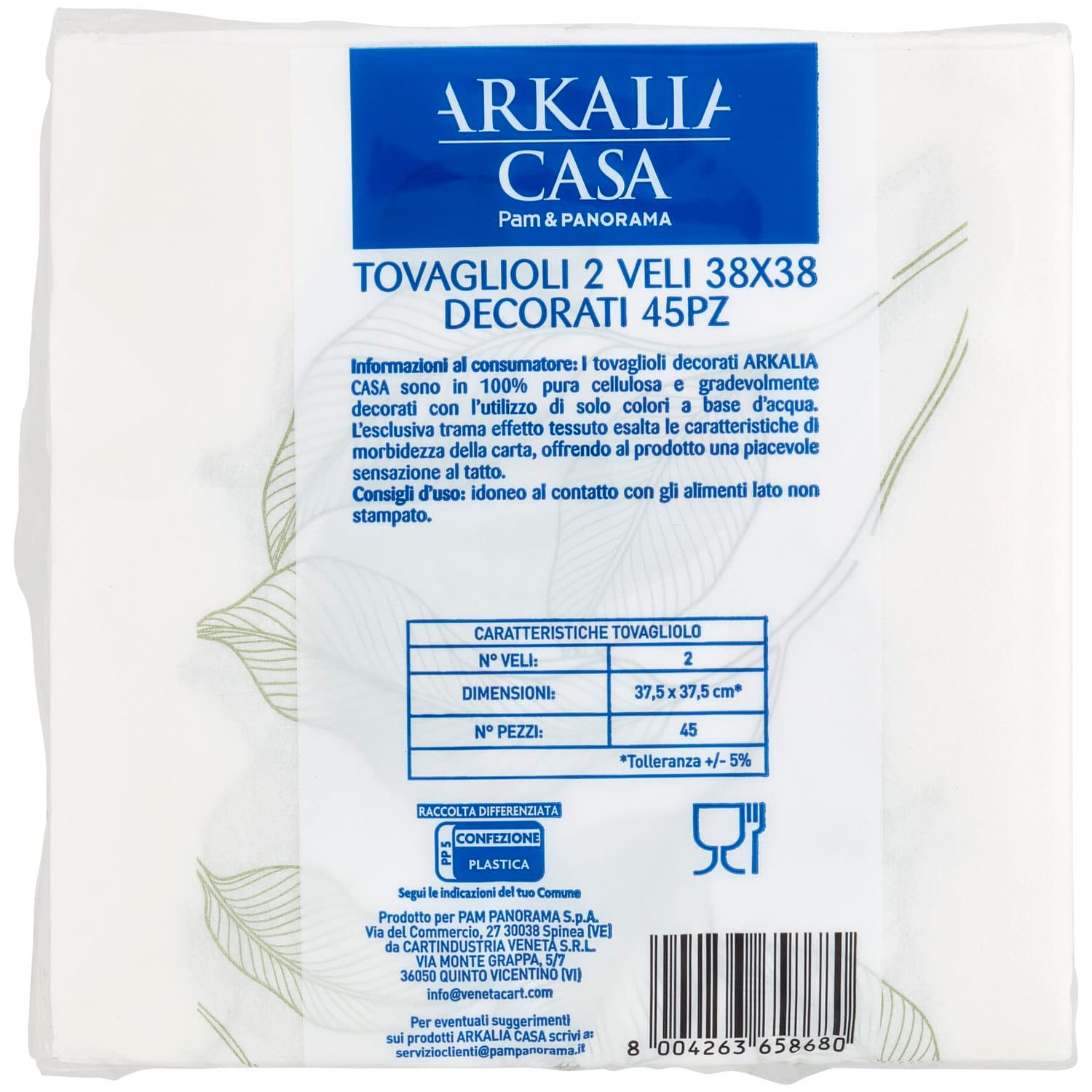 ARKALIA CASA Tovaglioli Morbidi Decorati 2 Veli 38x38 45 pz – immagine 4