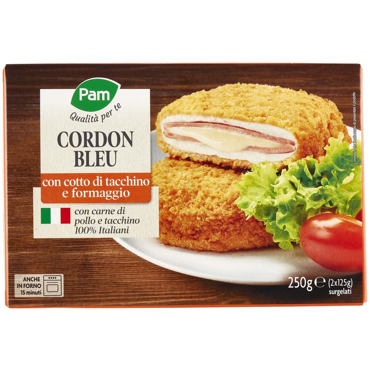 PAM Qualità per te Cordon Bleu con cotto di tacchino e formaggio surgelati 2 x 125 g – immagine 2