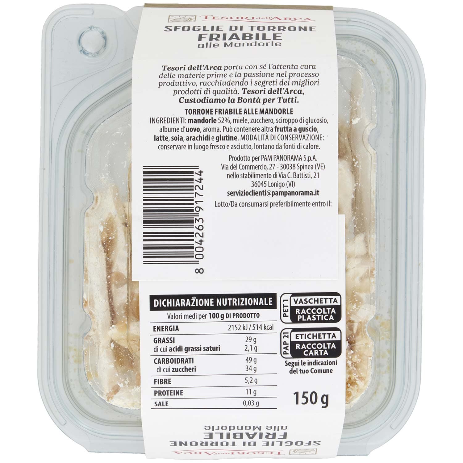 TESORI DELL'ARCA Sfoglie di Torrone Friabile alla Mandorle 150 g – immagine 4