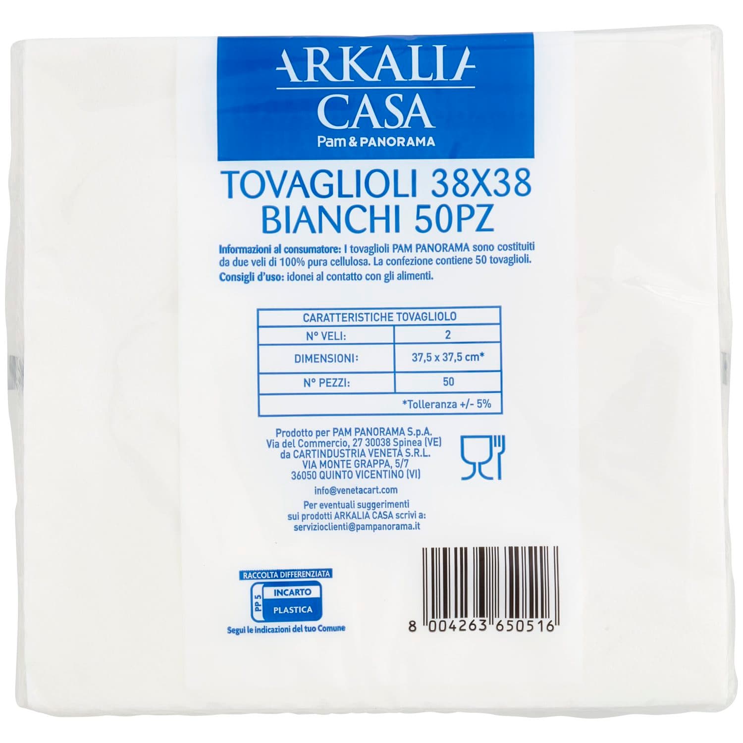 ARKALIA CASA Tovaglioli Resistenti 2 Veli 38x38 50 pz – immagine 4