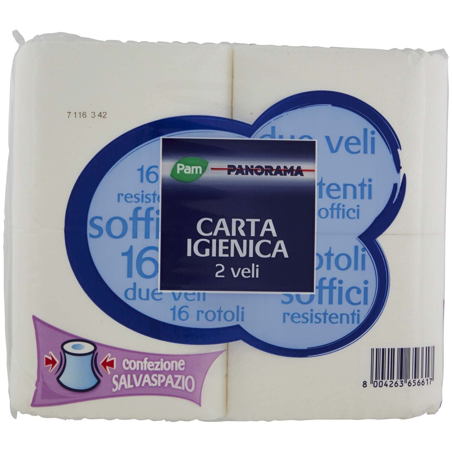 PAM PANORAMA Carta Igienica 2 Veli 16 rotoli salvaspazio – immagine 3
