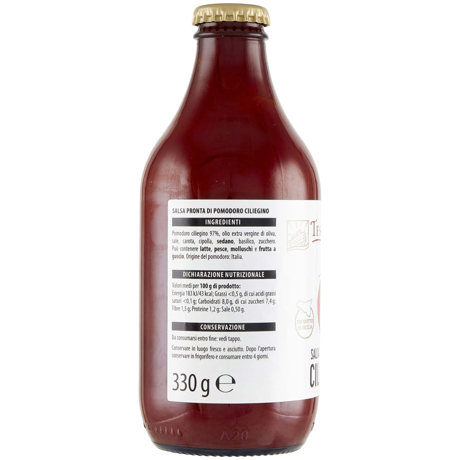 TESORI DELL'ARCA Salsa di Pomodoro Ciliegino 330 g – immagine 3