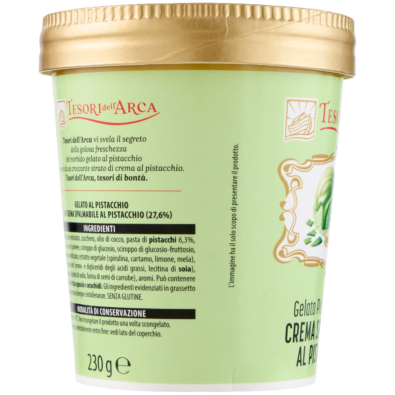TESORI DELL'ARCA Gelato Pistacchio con Crema Spalmabile al Pistacchio 230 g – immagine 3