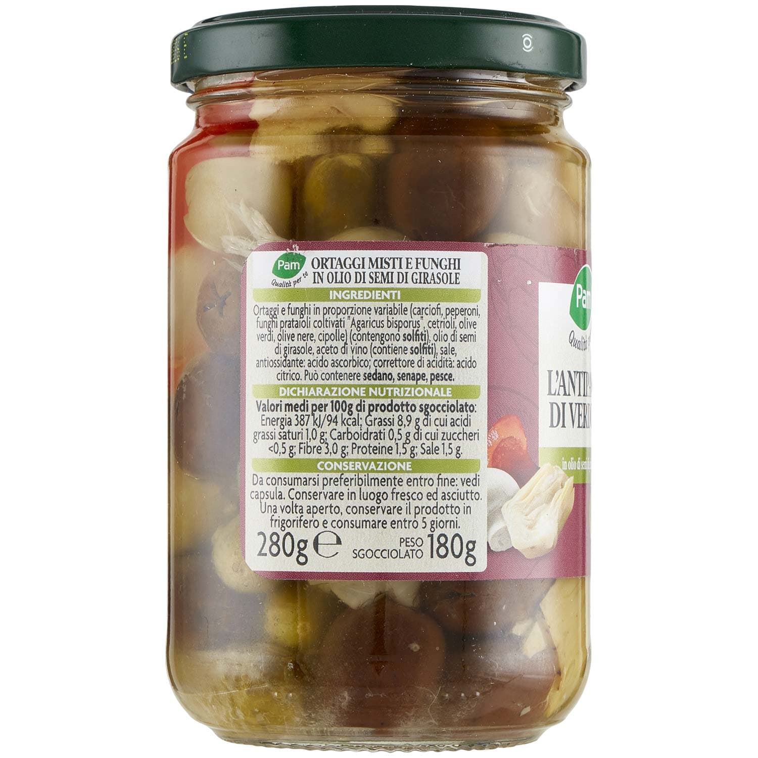 PAM Qualità per te Antipasto di Verdure in olio di oliva 280 g – immagine 3