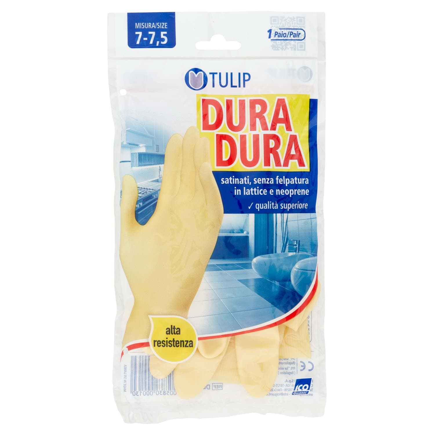Guanti satinati, senza felpatura in lattice e neoprene Misura 7-7,5 1 Paio Tulip Dura Dura – immagine 2
