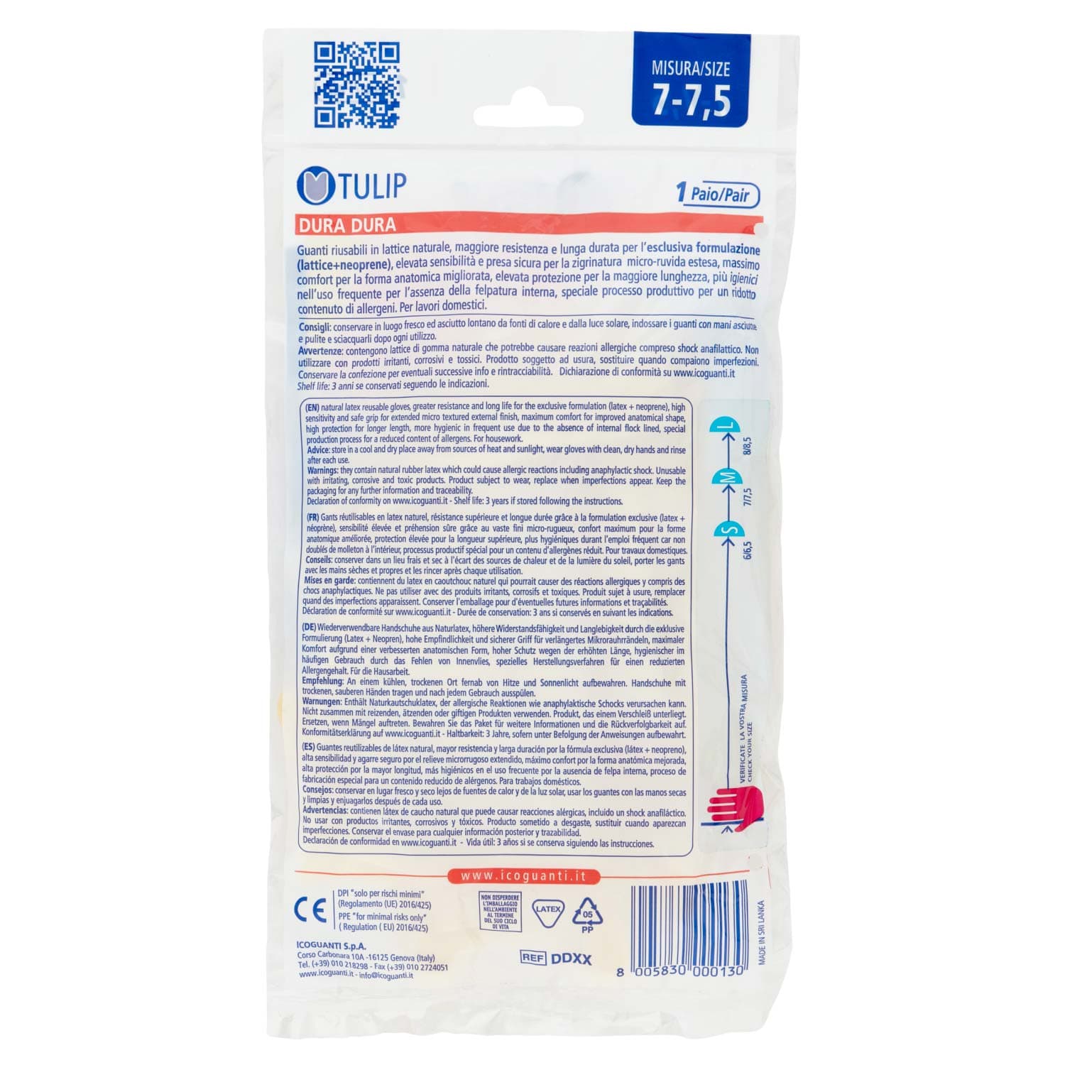 Guanti satinati, senza felpatura in lattice e neoprene Misura 7-7,5 1 Paio Tulip Dura Dura – immagine 4