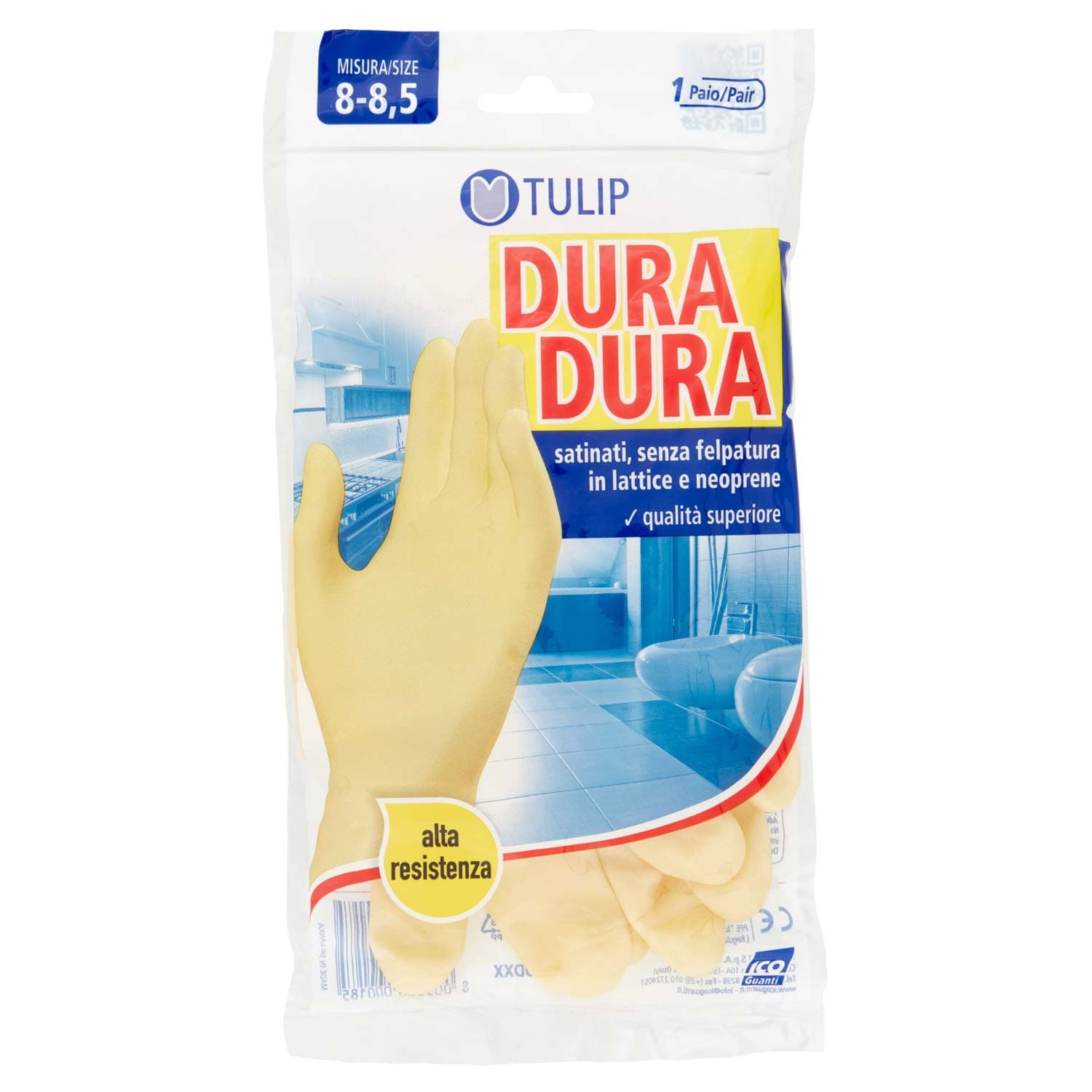 Tulip Dura Dura Guanti satinati, senza felpatura in lattice e neoprene Misura 8-8,5 1 Paio – immagine 2