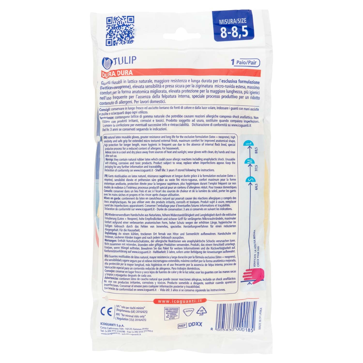 Tulip Dura Dura Guanti satinati, senza felpatura in lattice e neoprene Misura 8-8,5 1 Paio – immagine 4