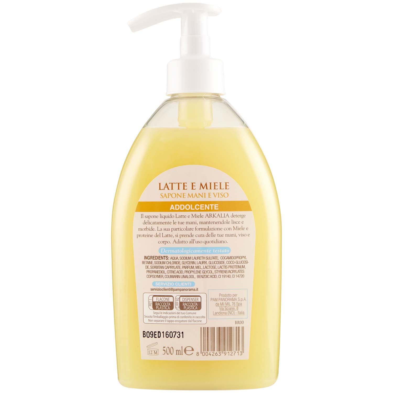 ARKALIA Latte e Miele Sapone Mani e Viso 500 ml – immagine 4