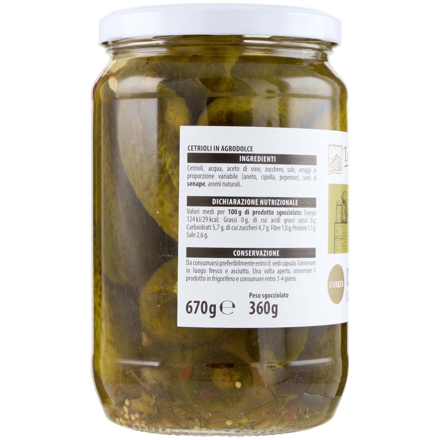 TESORI DELL'ARCA Cetrioli in Agrodolce 670 g – immagine 3