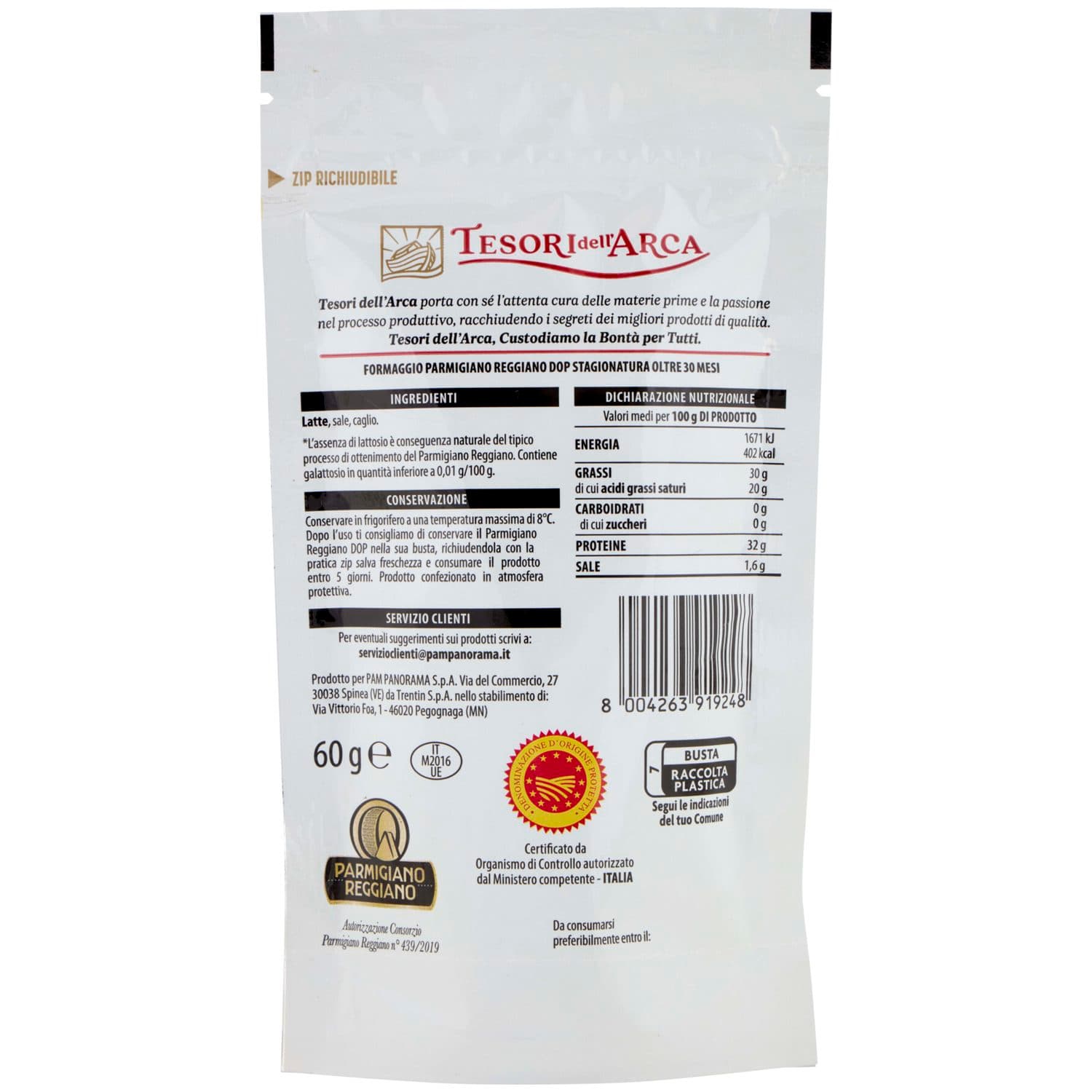 TESORI DELL'ARCA Parmigiano Reggiano DOP Grattugiato Stagionato Oltre 30 Mesi 60 g – immagine 4