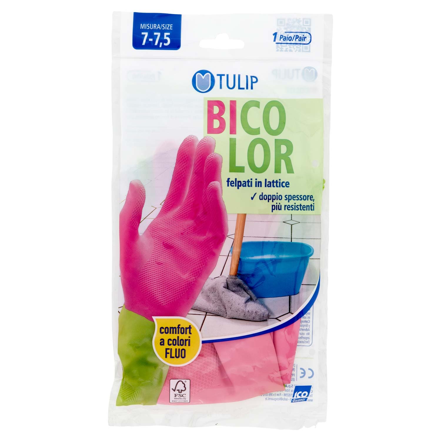 Tulip Bicolor guanti felpati in lattice Misura 7-7,5 1 paio – immagine 2