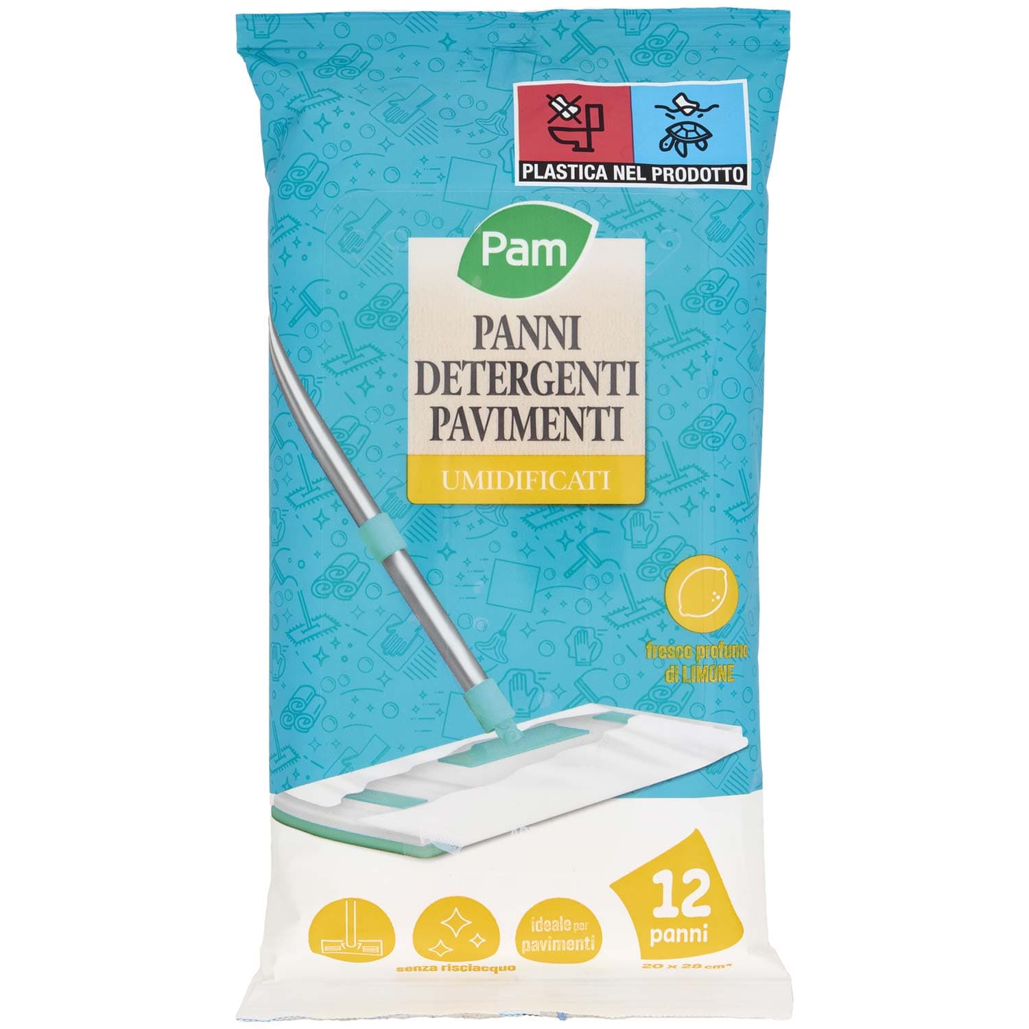 PAM Panni Detergenti Pavimenti Umidificati fresco profumo di Limone 20x28 cm* 12 pz – immagine 2